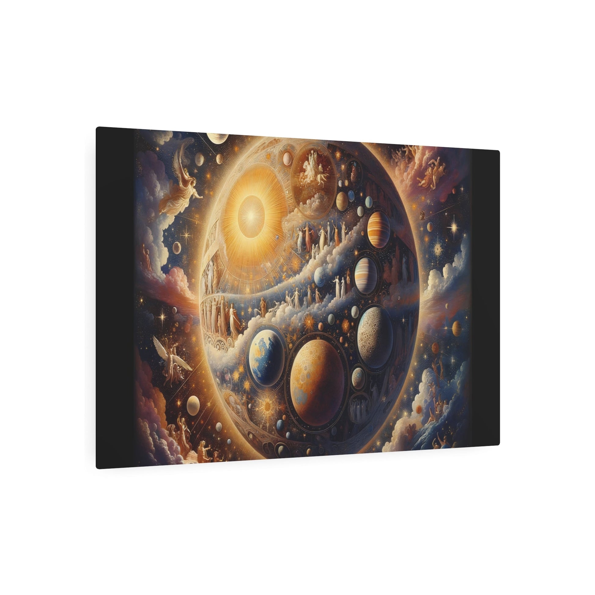 Metal Poster Art | "Neoclassical Western Art Style: Exquisite Celestial Body Depiction Featuring Stars, Planets, and Moons" - Metal Poster Art 36″ x 24″ (Horizontal) 0.12''