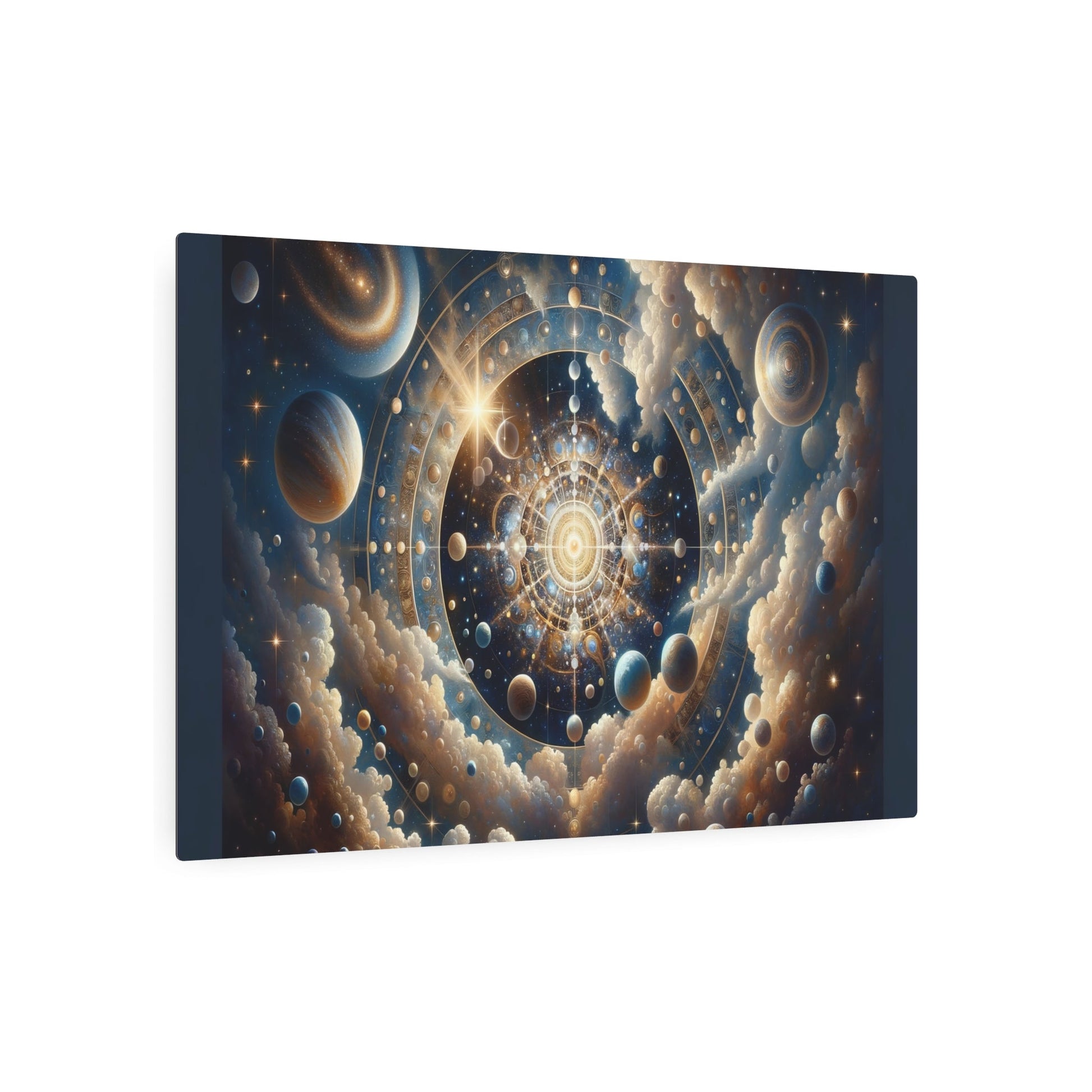 Metal Poster Art | "Neoclassical Celestial Grandeur: Stars and Planets in a Neoclassicism - Style Western Artwork Expressing Ethereal Beauty - Metal Poster Art 36″ x 24″ (Horizontal) 0.12''