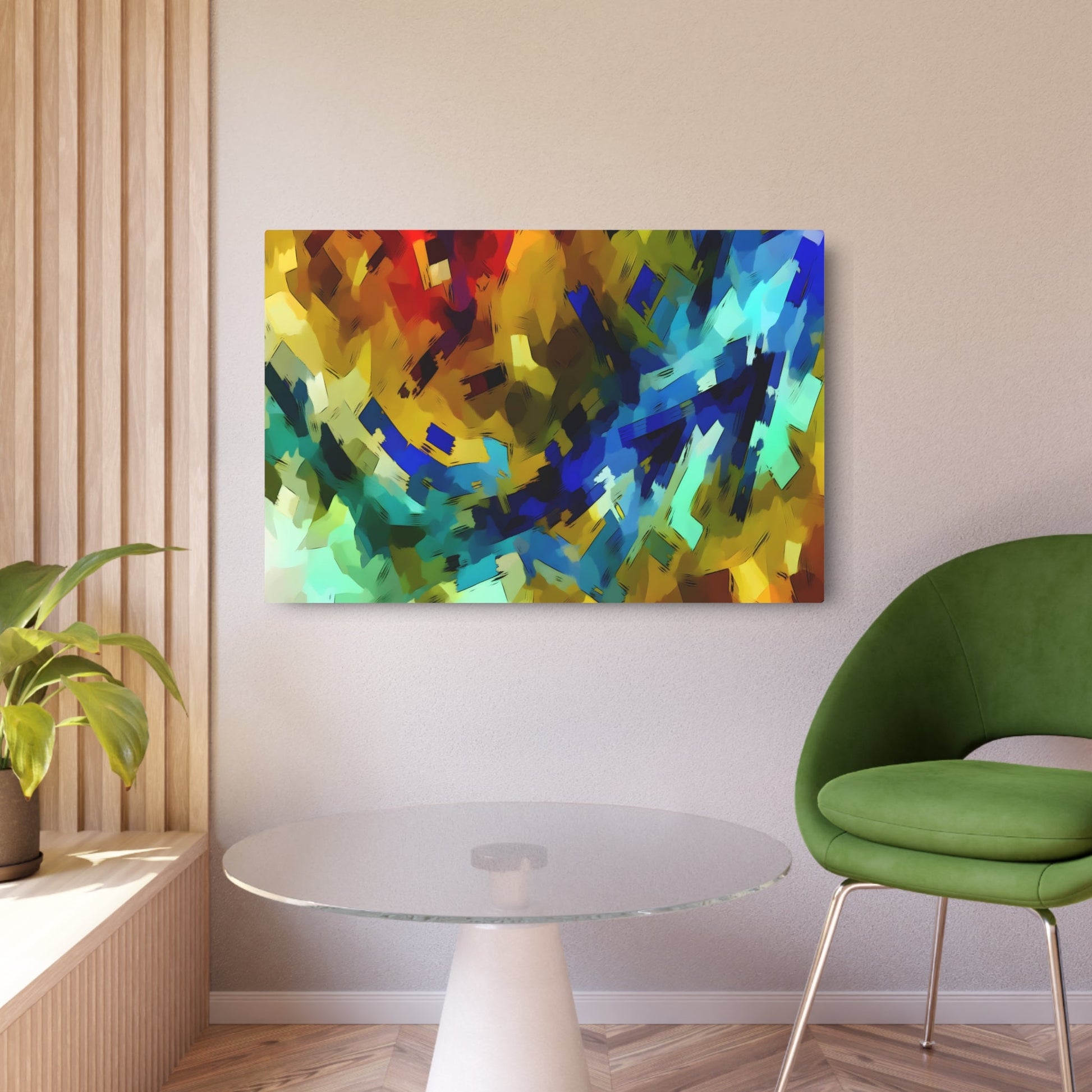 Metal Poster Art | "Vibrant Modern Abstract Expressionism Art - Emotional Intensity and Self-Expression Through Spontaneous Brushstrokes in Contemporary Styles" - Metal Poster Art 36″ x 24″ (Horizontal) 0.12''