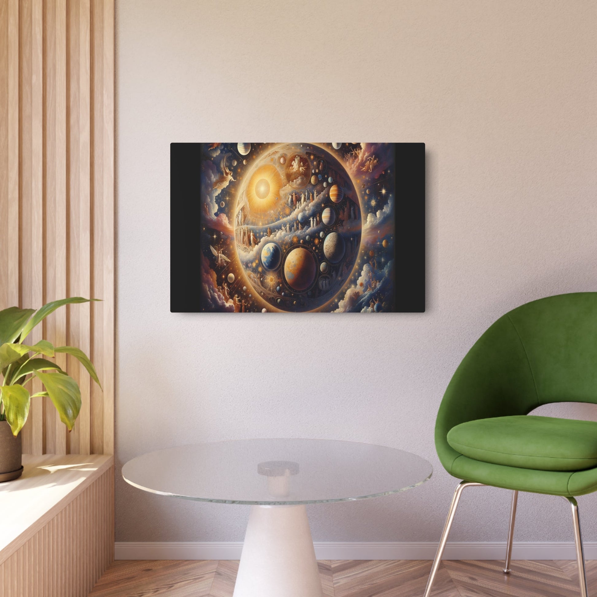 Metal Poster Art | "Neoclassical Western Art Style: Exquisite Celestial Body Depiction Featuring Stars, Planets, and Moons" - Metal Poster Art 36″ x 24″ (Horizontal) 0.12''