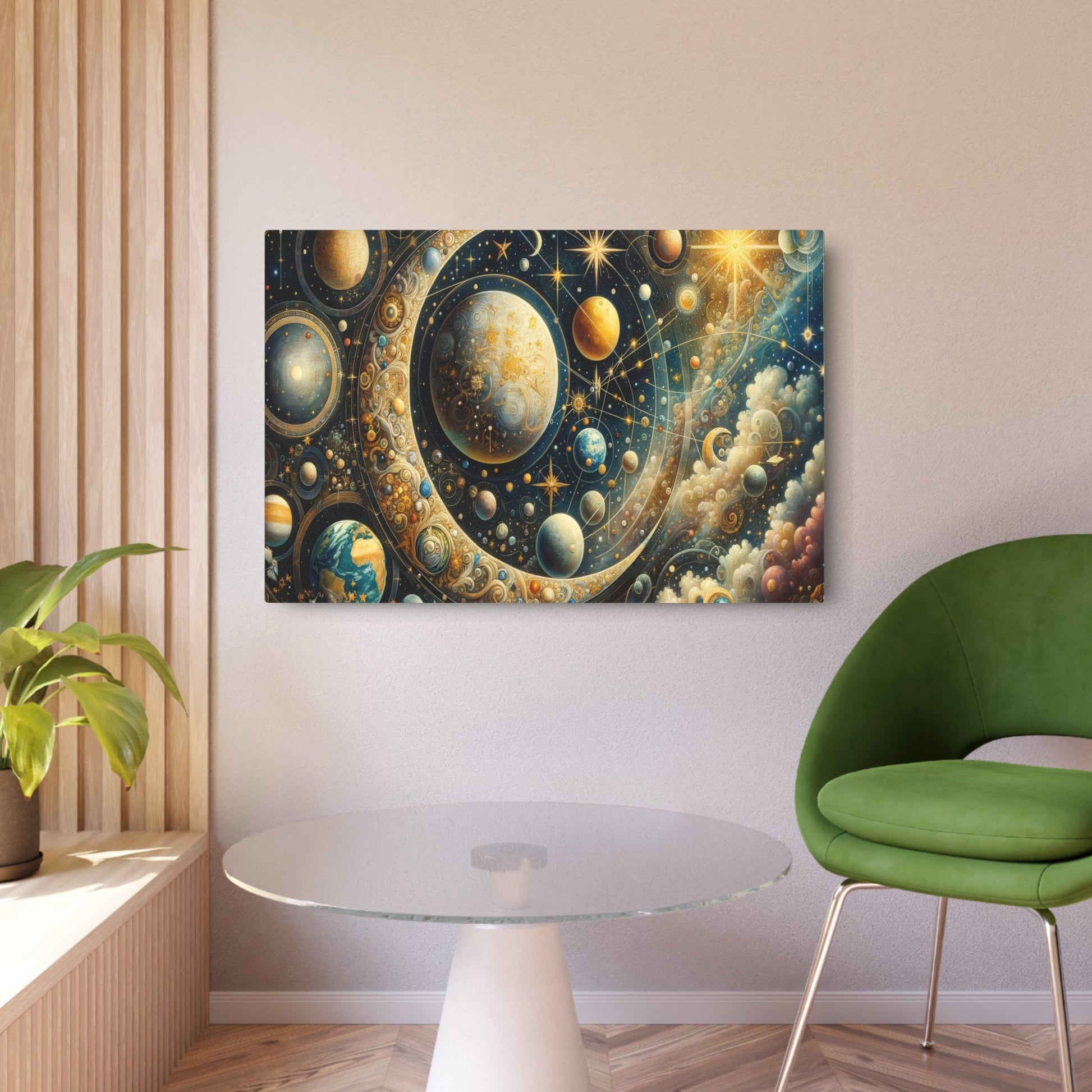 Metal Poster Art | "Renaissance Western Art - Celestial Bodies, Stars, Moon, Planets & Constellations in Classic Artwork Style" - Metal Poster Art 36″ x 24″ (Horizontal) 0.12''