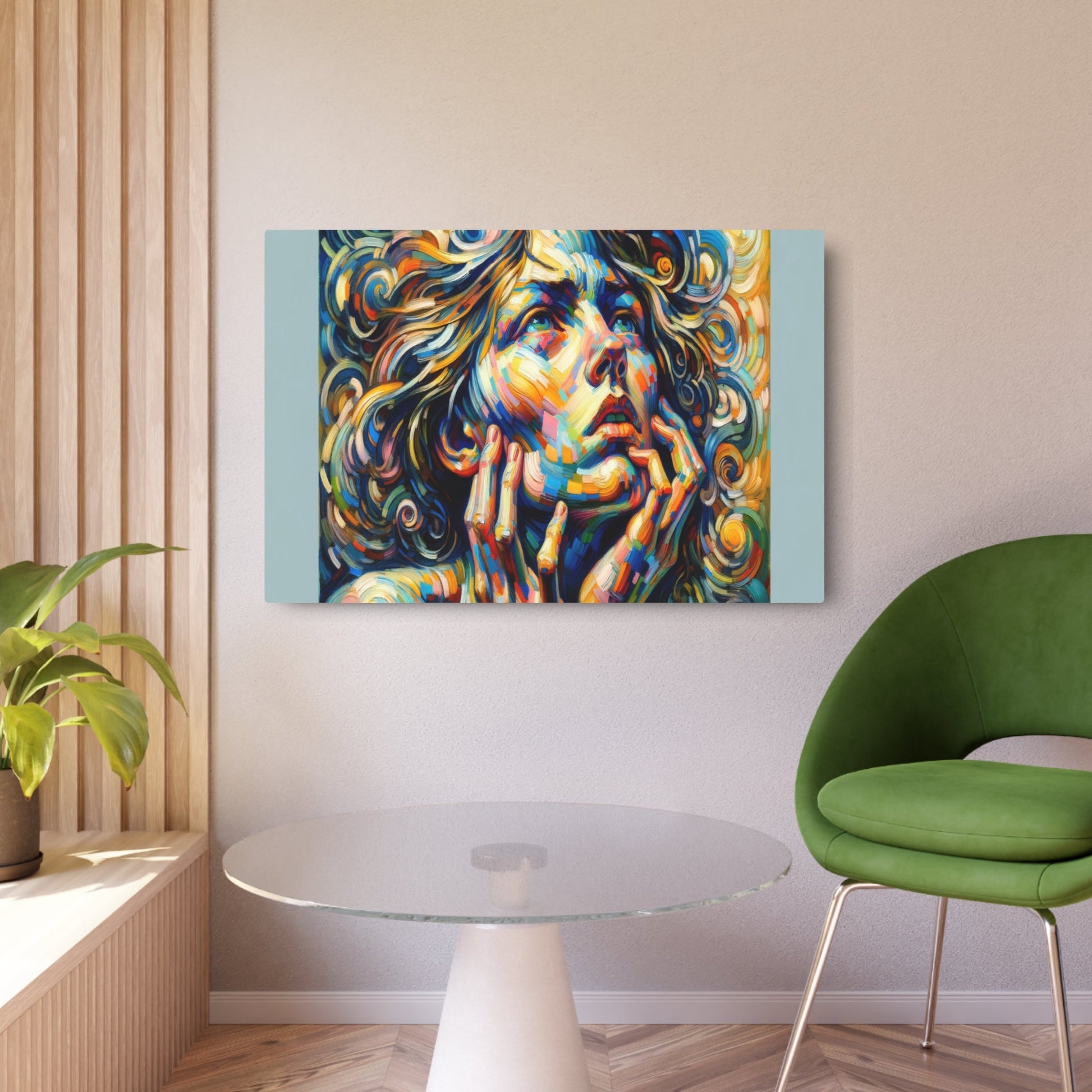 Metal Poster Art | "Expressionist Art Image Inspired by Edvard Munch and Wassily Kandinsky - Western Art Styles, Expressionism Category" - Metal Poster Art 36″ x 24″ (Horizontal) 0.12''