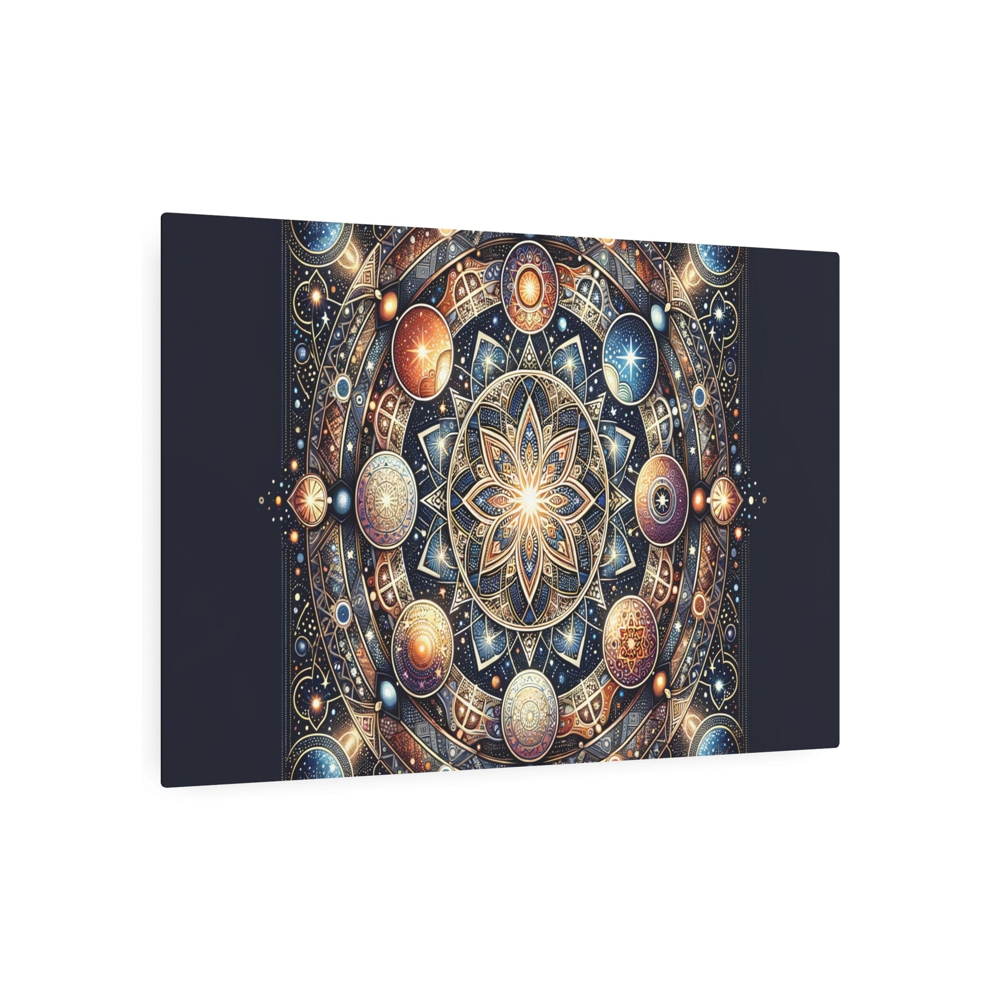 Metal Poster Art | "Celestial Bodies Inspired Islamic Geometric Patterns Artwork - Stars, Planets & Galaxies Theme in Non - Western & Global Styles Category" - Metal Poster Art 36″ x 24″ (Horizontal) 0.12''