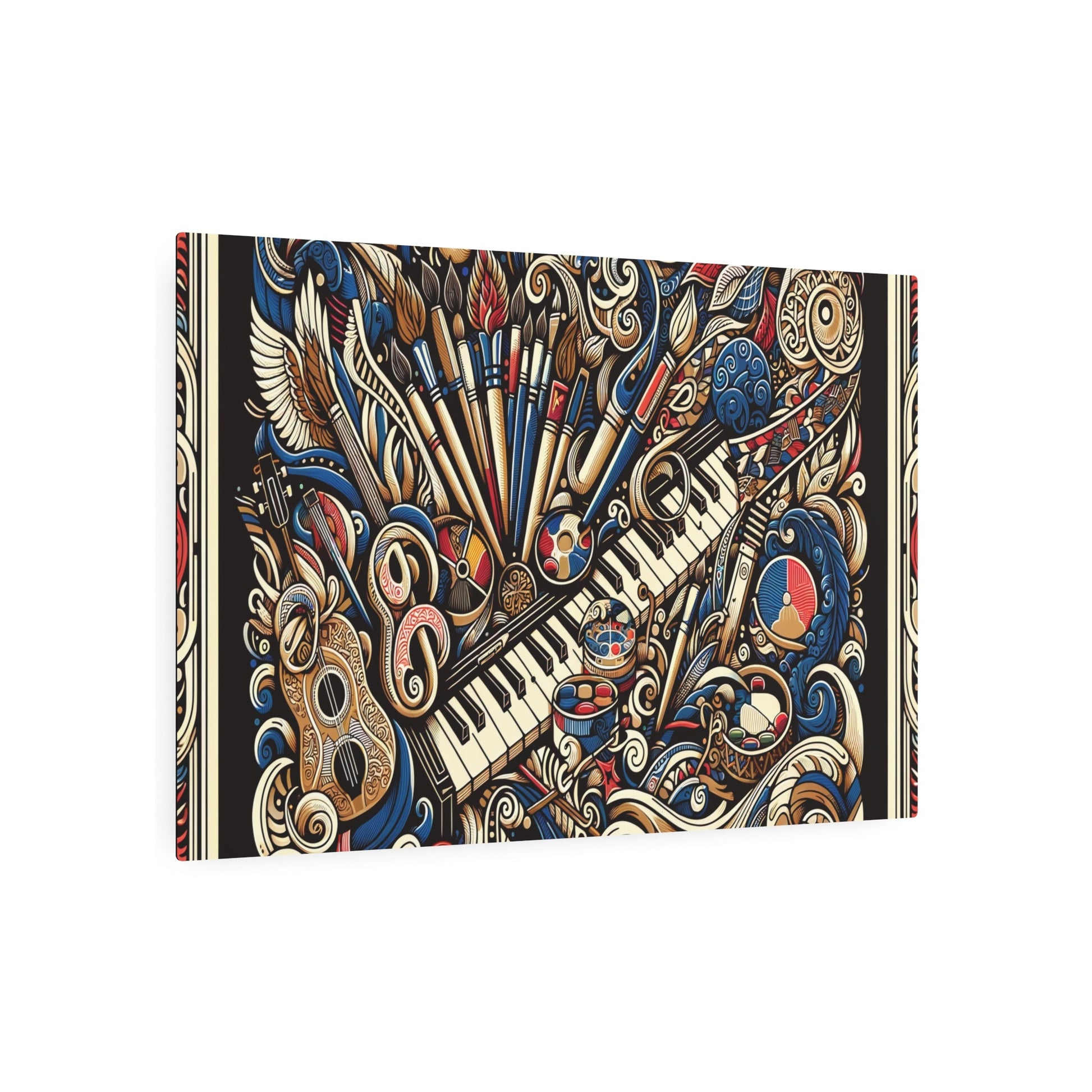 Metal Poster Art | "Indonesian Batik Artwork Fusing Music and Art Elements - Non - Western & Global Styles Collection" - Metal Poster Art 36″ x 24″ (Horizontal) 0.12''