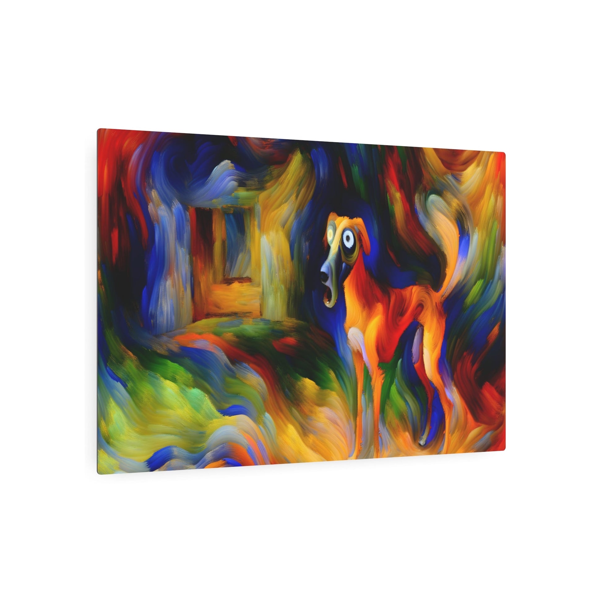 Metal Poster Art | "Expressionist Style Vivid and Emotional Dog Scene - Western Art Styles Expressionism Collection" - Metal Poster Art 36″ x 24″ (Horizontal) 0.12''