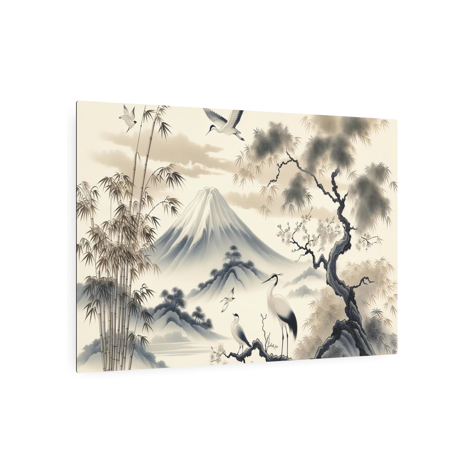 Metal Poster Art | "Traditional Chinese Silk Painting - Authentic Asian Art Styles Masterpiece in Silk Medium" - Metal Poster Art 36″ x 24″ (Horizontal) 0.12''