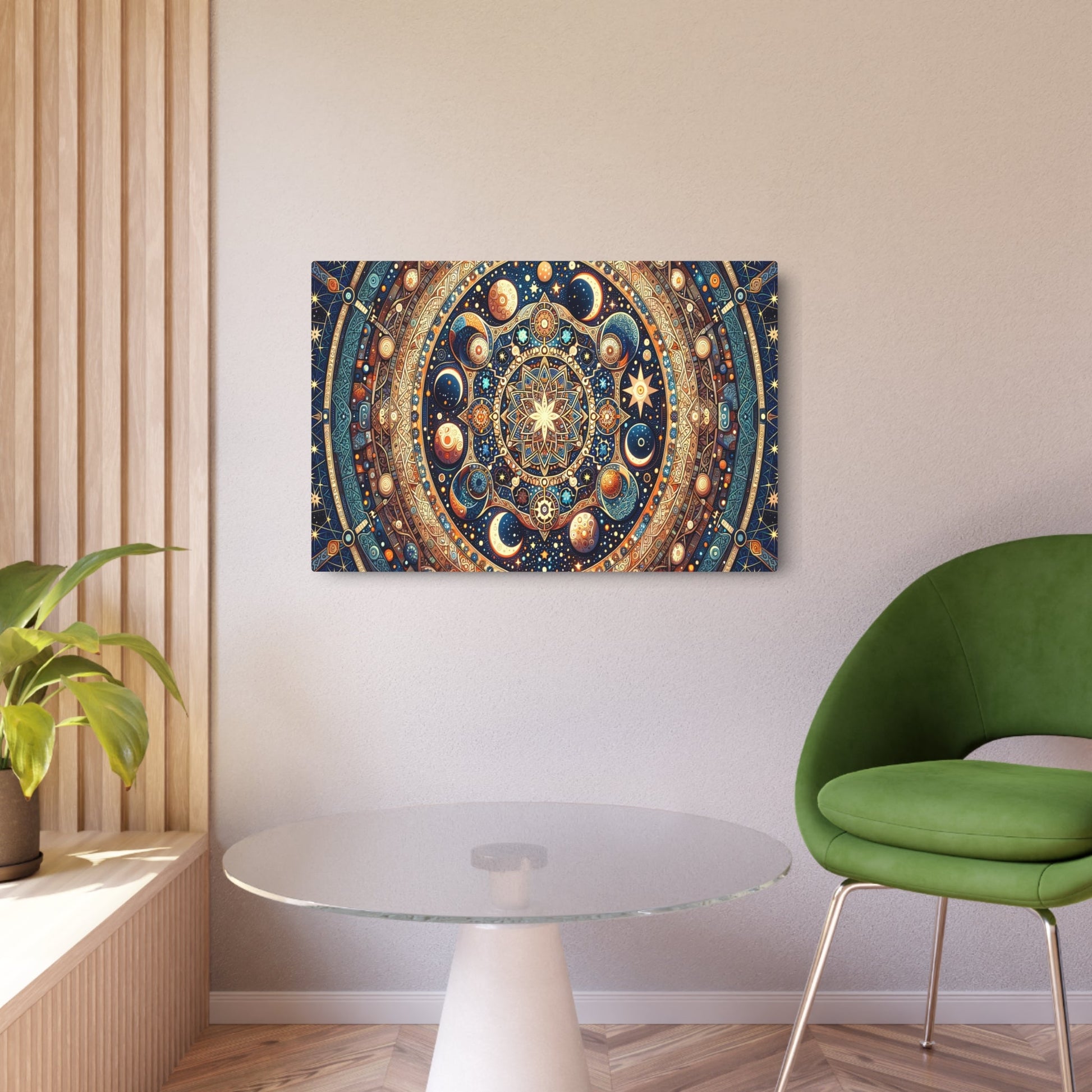 Metal Poster Art | "Islamic Geometric Patterns Art: Celestial Body Themed Stars, Moons, Planets and Galaxies - Non - Western & Global Styles - Metal Poster Art 36″ x 24″ (Horizontal) 0.12''