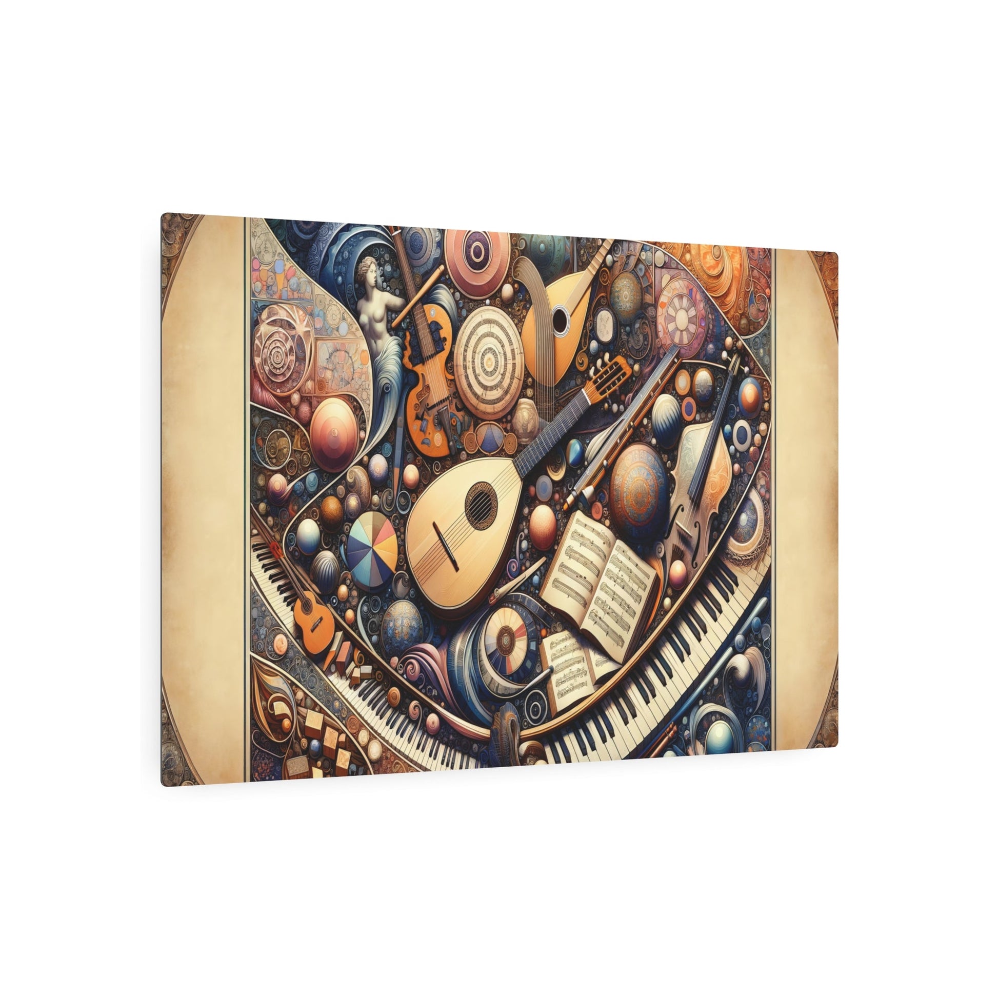 Metal Poster Art | "Renaissance Aesthetic Art Image Inspired by Fusion of Music and Art - Western Art Styles Renaissance Category" - Metal Poster Art 36″ x 24″ (Horizontal) 0.12''