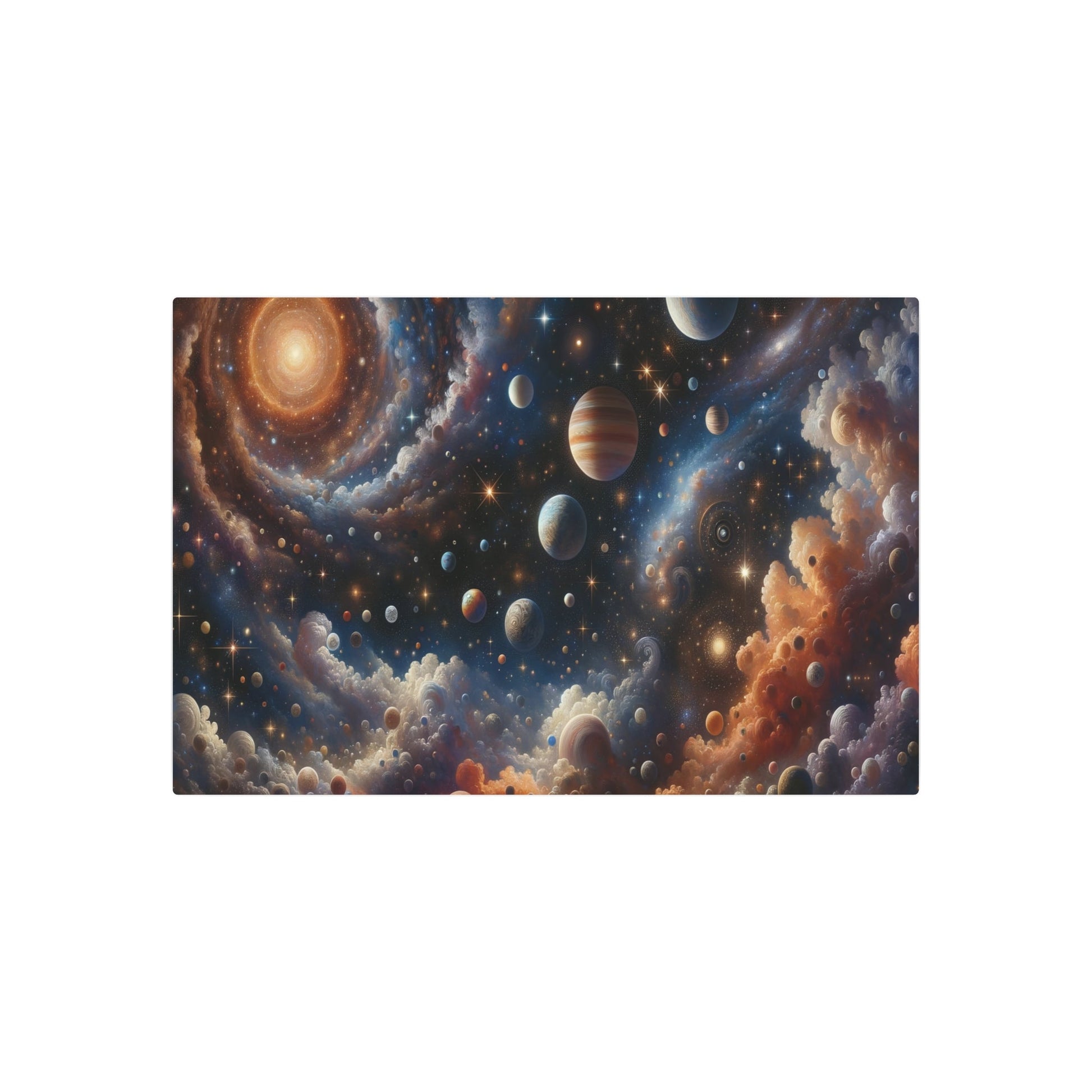 Metal Poster Art | "Renaissance - Style Western Artwork Featuring Celestial Bodies: Planets, Stars, and Moons" - Metal Poster Art 36″ x 24″ (Horizontal) 0.12''