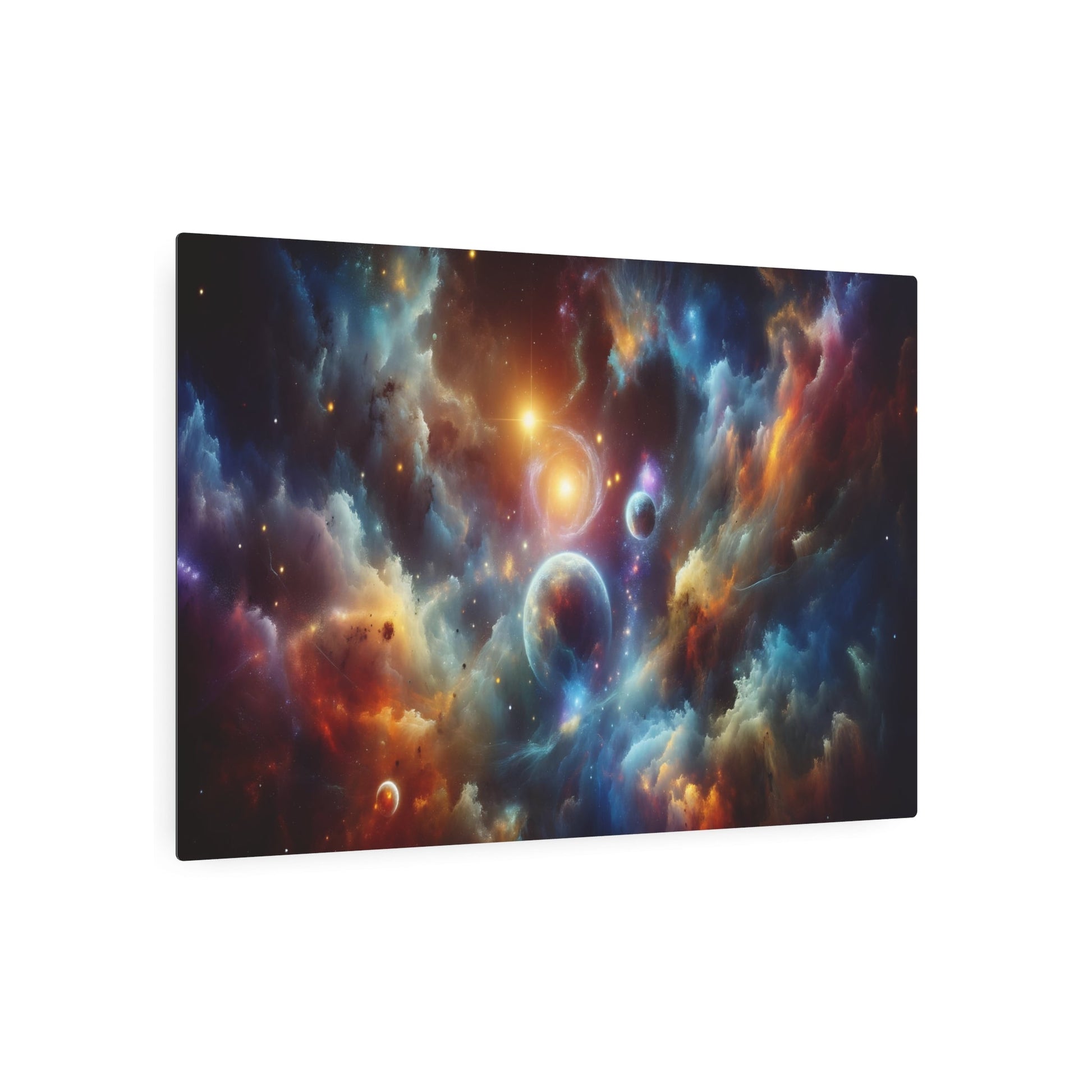 Metal Poster Art | "Modern & Contemporary Digital Art: Vibrant Celestial Body Theme Blending Realism and Abstract Elements of the Universe" - Metal Poster Art 36″ x 24″ (Horizontal) 0.12''