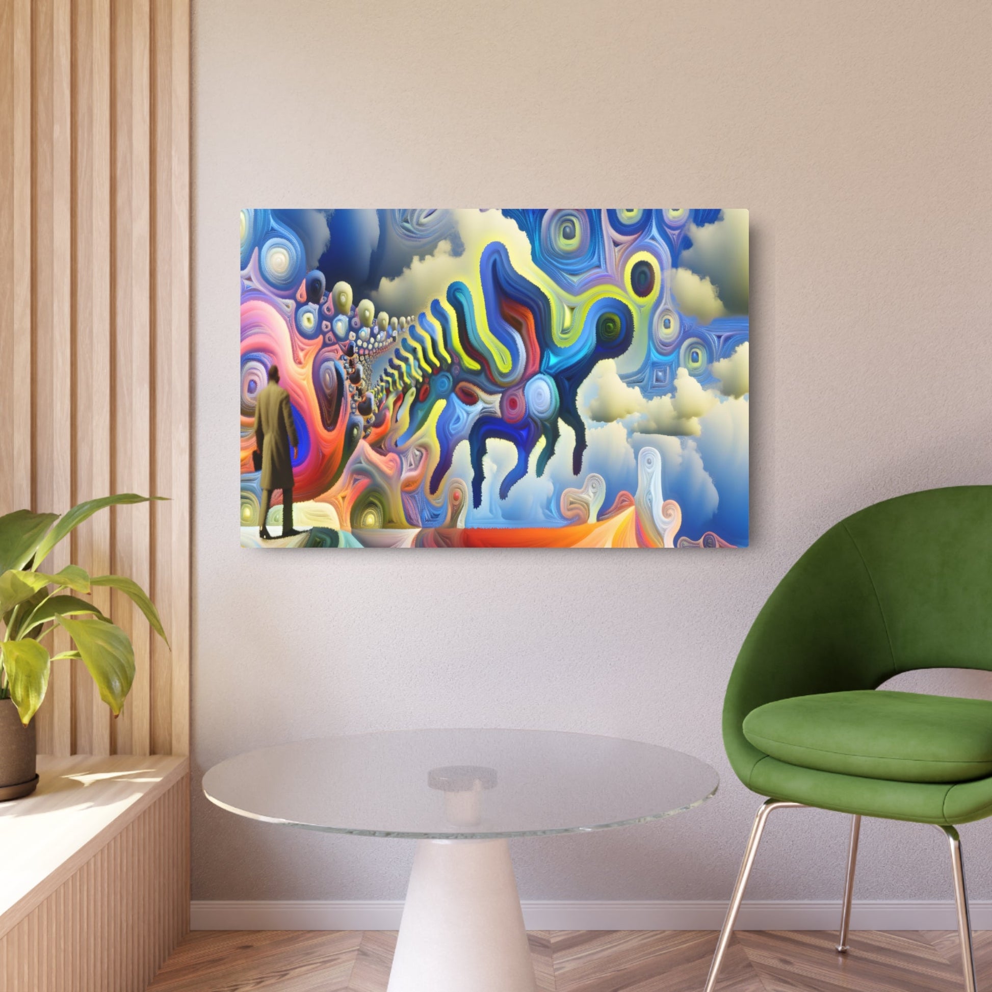 Metal Poster Art | "Surrealism Artwork - Modern Contemporary Style Dream-like Landscapes with Strange Creatures in Vivid Colors and Exaggerated Elements" - Metal Poster Art 36″ x 24″ (Horizontal) 0.12''