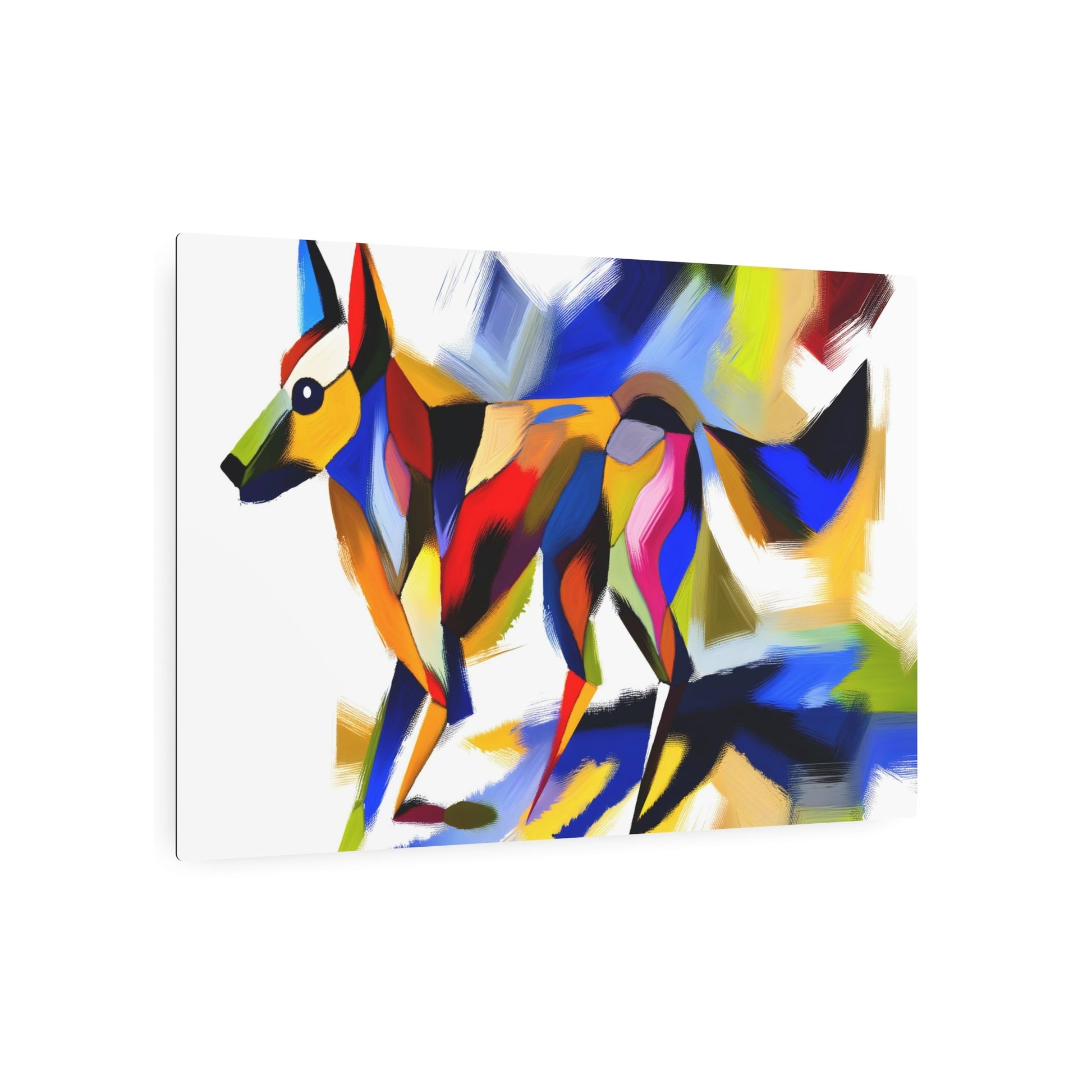 Metal Poster Art | "Abstract Expressionism Dog Art in Vibrant Colors - Modern & Contemporary Style with Energetic Brushstrokes" - Metal Poster Art 36″ x 24″ (Horizontal) 0.12''