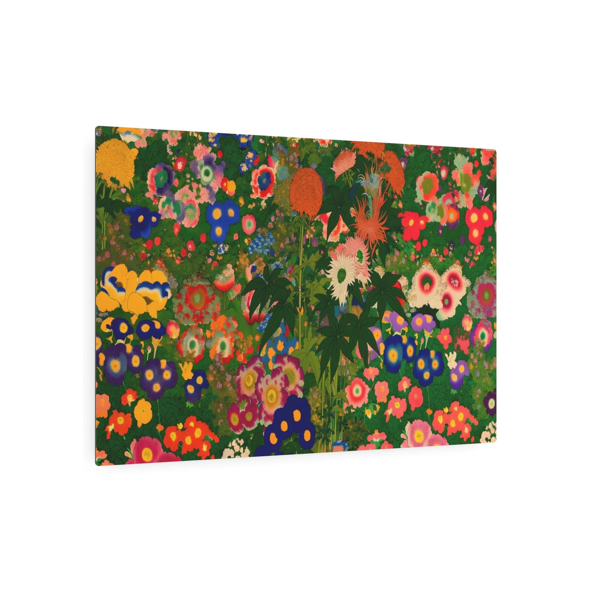 Metal Poster Art | "Vibrant Ukiyo-e Style Japanese Art - Colorful Garden Flowers Asian Art Styles Edition" - Metal Poster Art 36″ x 24″ (Horizontal) 0.12''