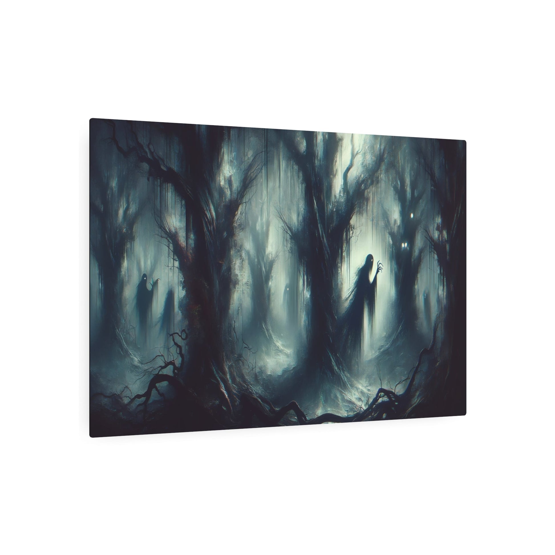 Metal Poster Art | "Abstract Expressionism Art - Modern Contemporary Spooky Haunted Forest Scene" - Metal Poster Art 36″ x 24″ (Horizontal) 0.12''