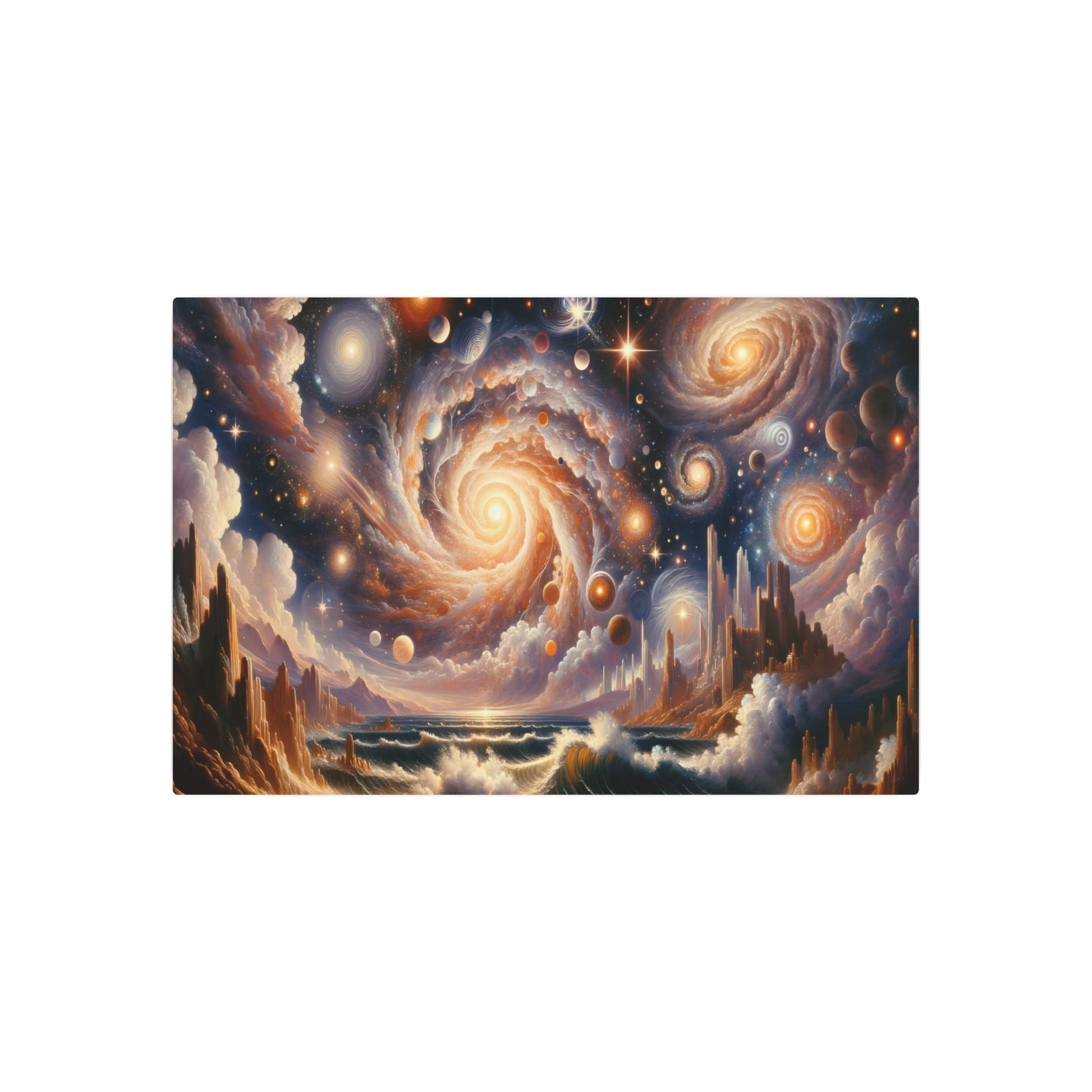 Metal Poster Art | "Romanticism Art Style Masterpiece: Celestial Grandeur - Dramatic Western Art Depicting the Sublime Power of Universe, Stars, - Metal Poster Art 36″ x 24″ (Horizontal) 0.12''