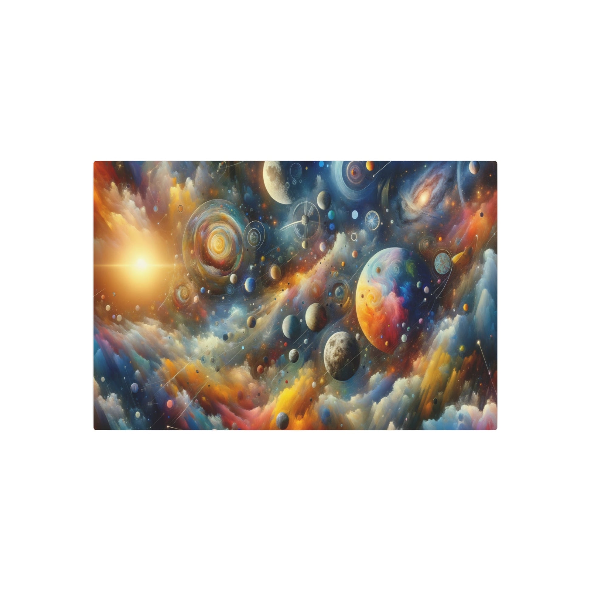 Metal Poster Art | "Post - Impressionist Western Art Style - Celestial Bodies, Stars, Planets, Moon and Galaxies Painting" - Metal Poster Art 36″ x 24″ (Horizontal) 0.12''