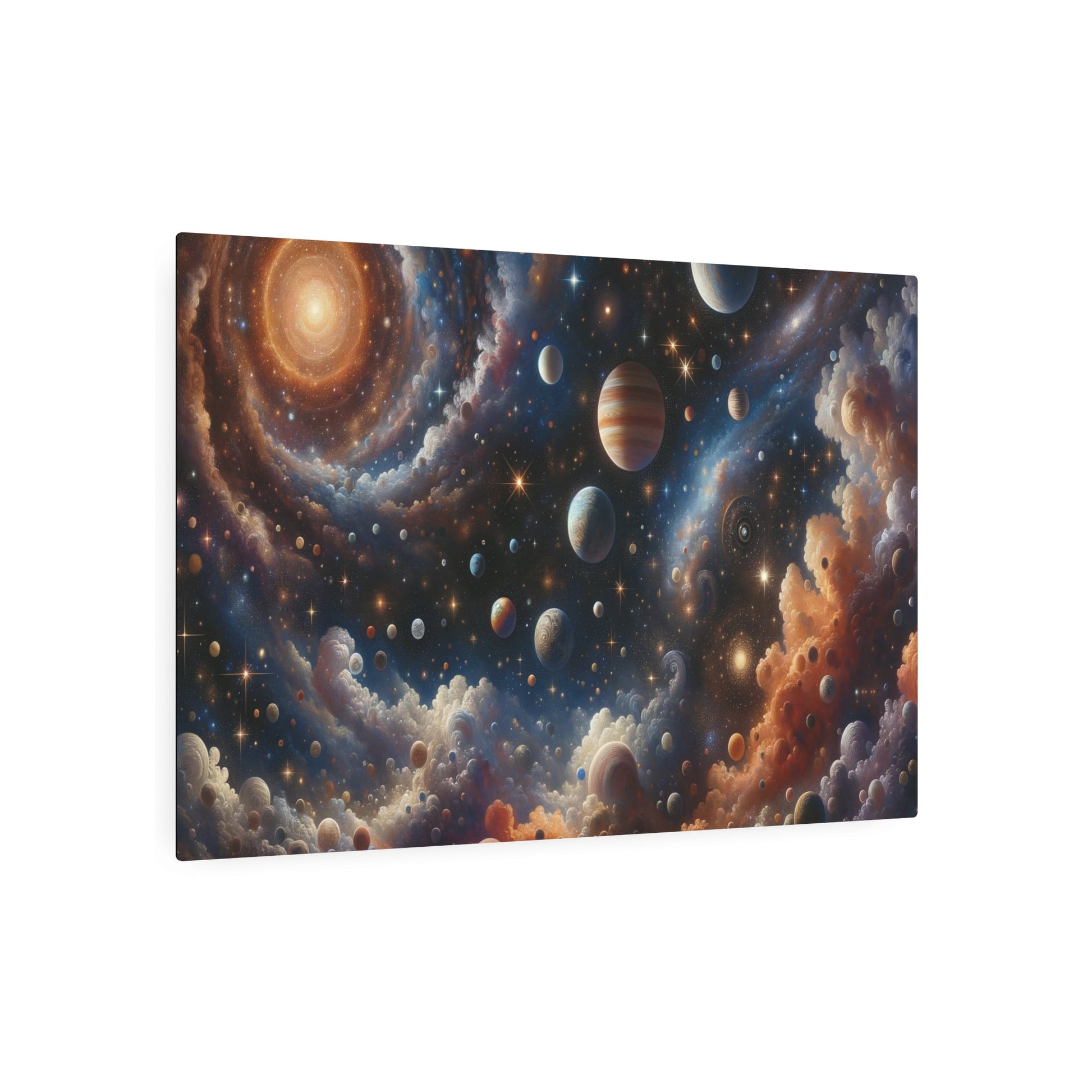 Metal Poster Art | "Renaissance - Style Western Artwork Featuring Celestial Bodies: Planets, Stars, and Moons" - Metal Poster Art 36″ x 24″ (Horizontal) 0.12''