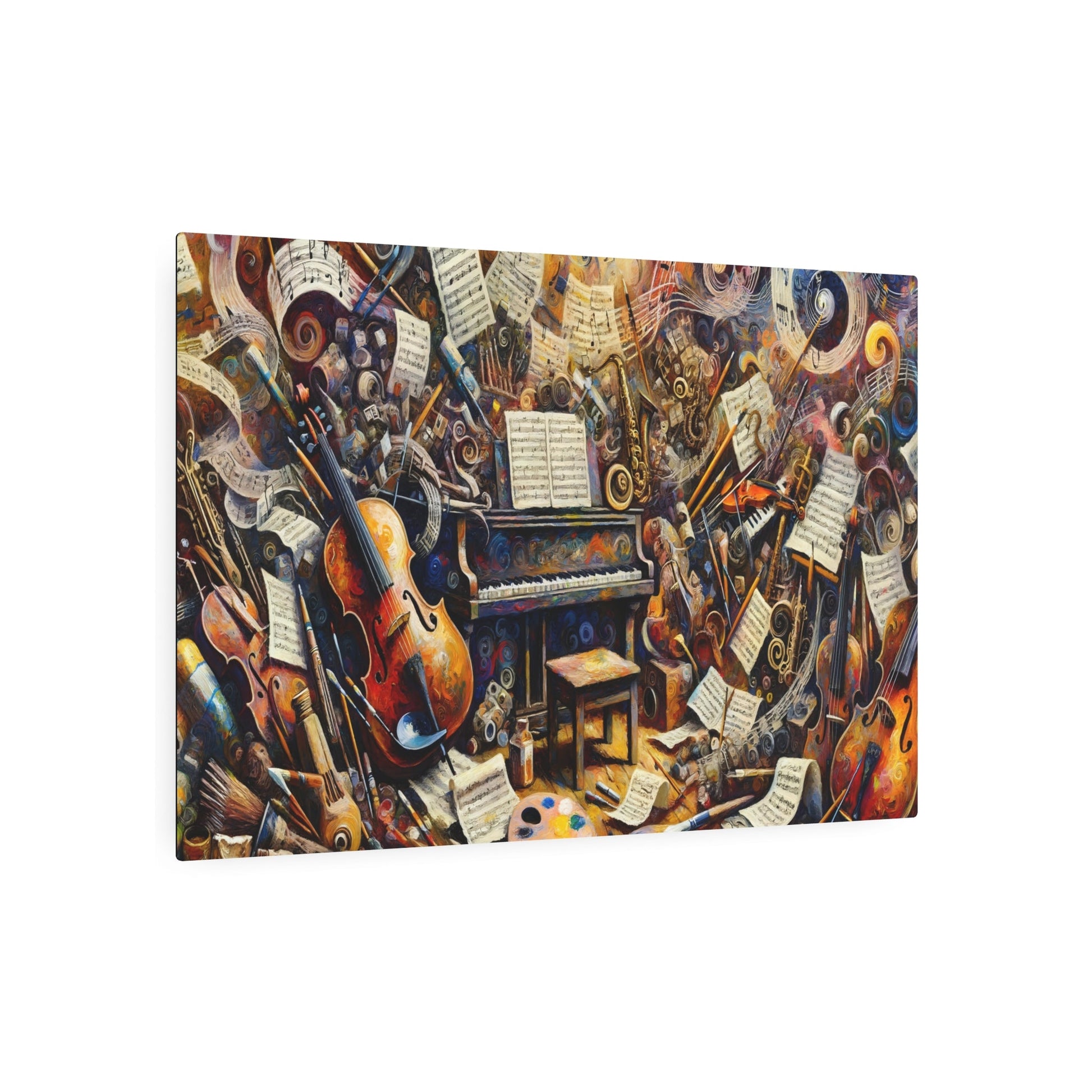 Metal Poster Art | "Post - Impressionist Western Art Painting Depicting the Interconnection of Music and Art" - Metal Poster Art 36″ x 24″ (Horizontal) 0.12''