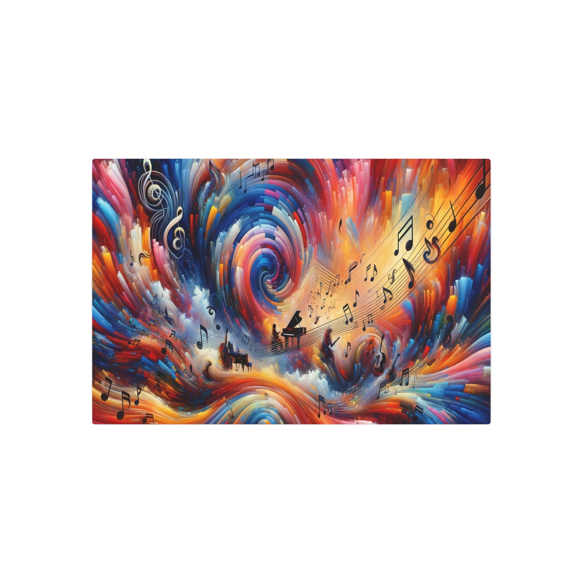 Metal Poster Art | "Expressionism Style Western Art Painting: Harmonious Fusion of Music and Art Elements" - Metal Poster Art 36″ x 24″ (Horizontal) 0.12''