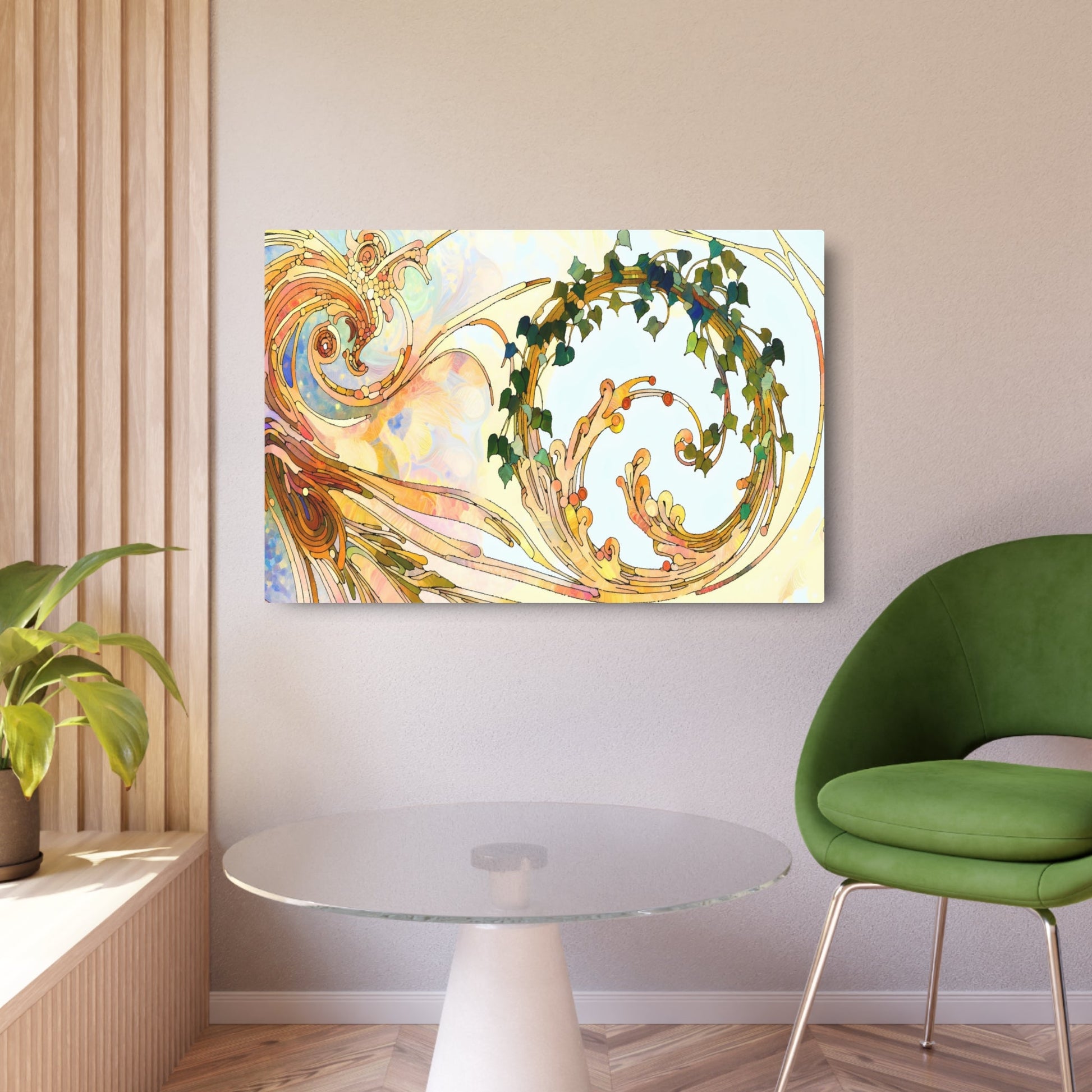 Metal Poster Art | "Art Nouveau Inspired Western Art Style Image with Intricate Flowing Designs and Nature-Inspired Motifs" - Metal Poster Art 36″ x 24″ (Horizontal) 0.12''