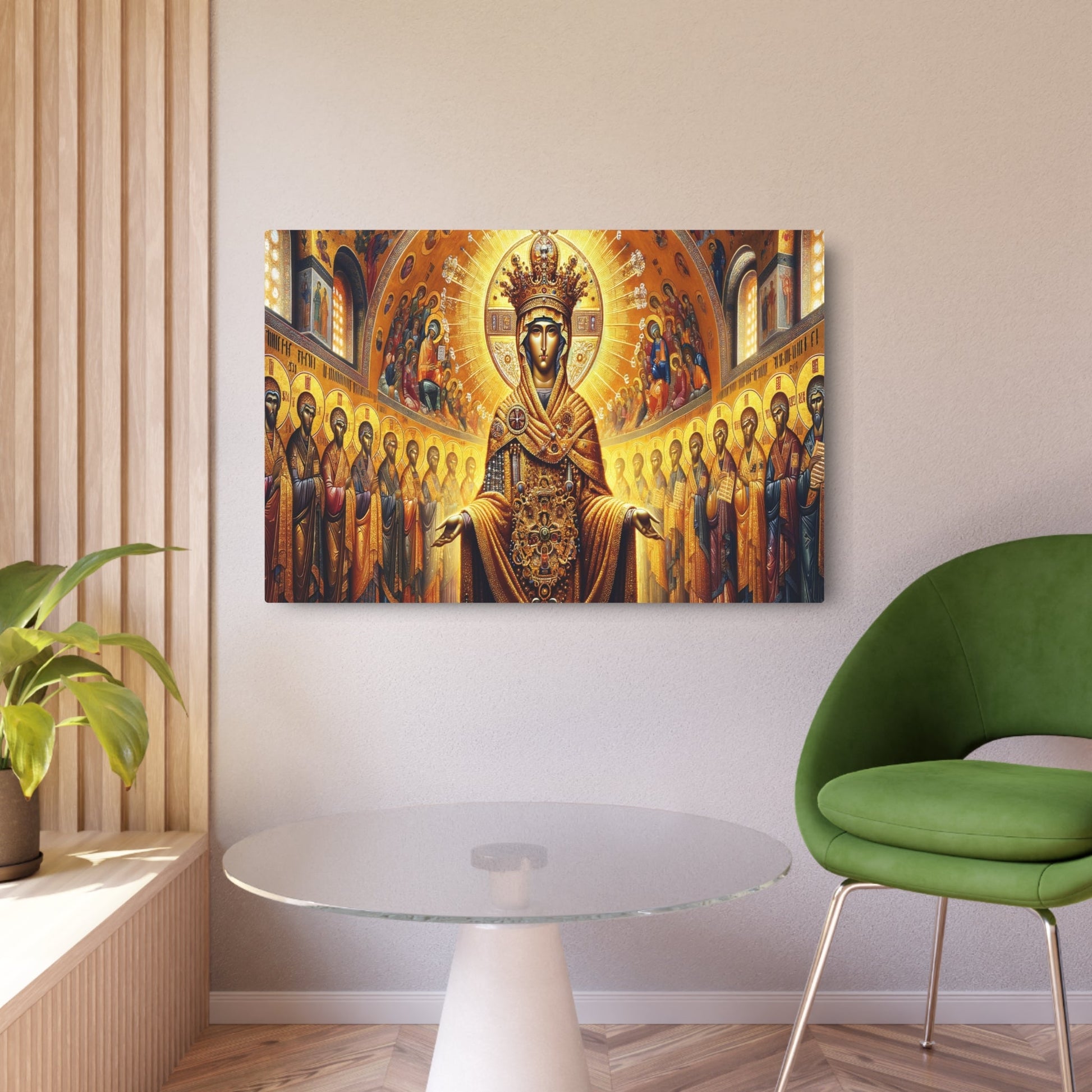 Metal Poster Art | "Byzantine Art Print: Intricate Symbolic Imagery with Gold Backgrounds and Delicate Details - Non - Western & Global Styles" - Metal Poster Art 36″ x 24″ (Horizontal) 0.12''