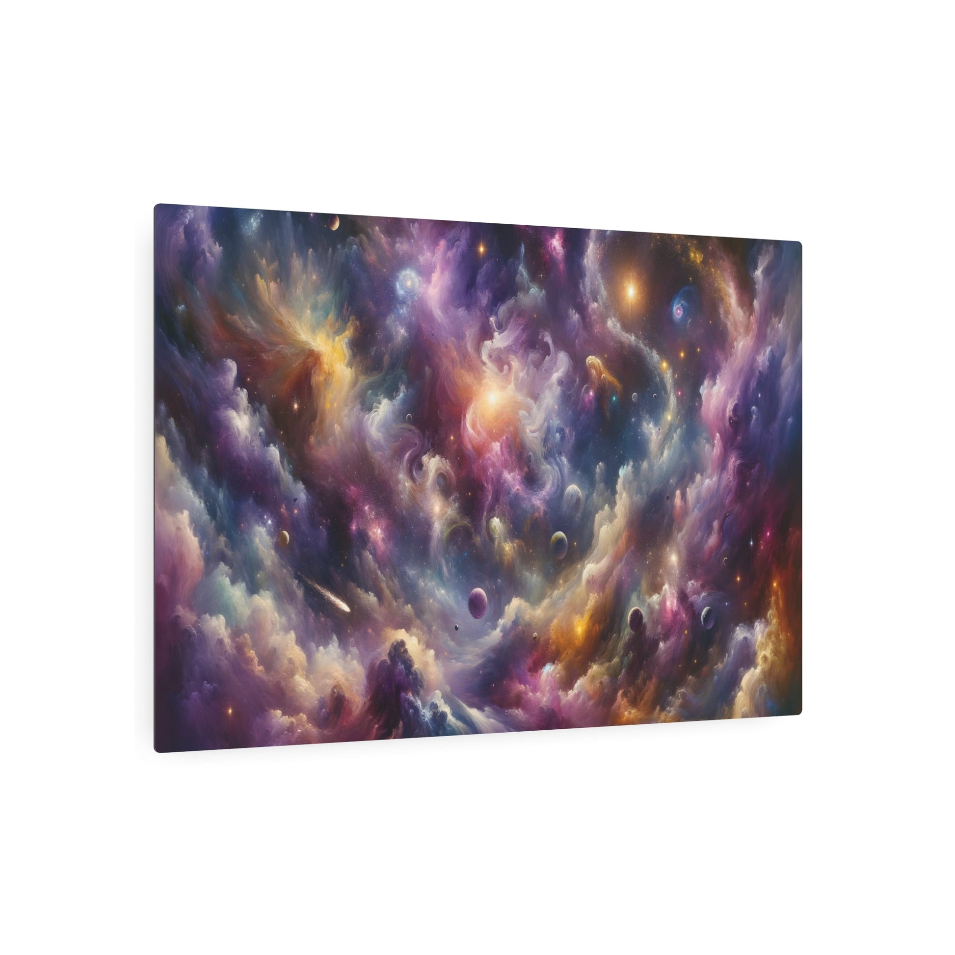 Metal Poster Art | "Modern Abstract Expressionist Art - Cosmic Dance of Vibrant Galaxies & Nebulas in Space - Contemporary Wall Decor" - Metal Poster Art 36″ x 24″ (Horizontal) 0.12''