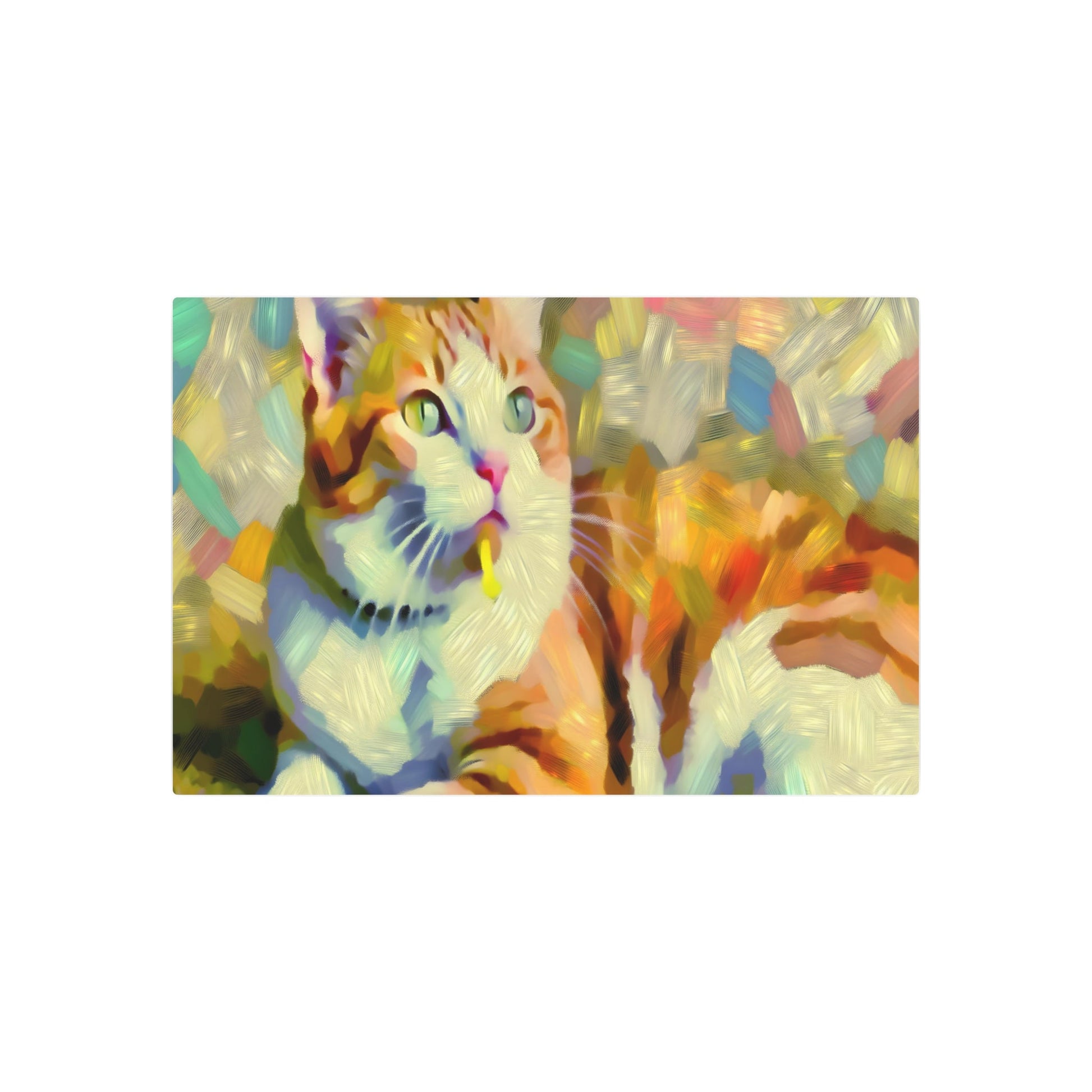 Metal Poster Art | "Impressionist Style Cat Artwork - Western Art Styles, Impressionism Collection" - Metal Poster Art 36″ x 24″ (Horizontal) 0.12''