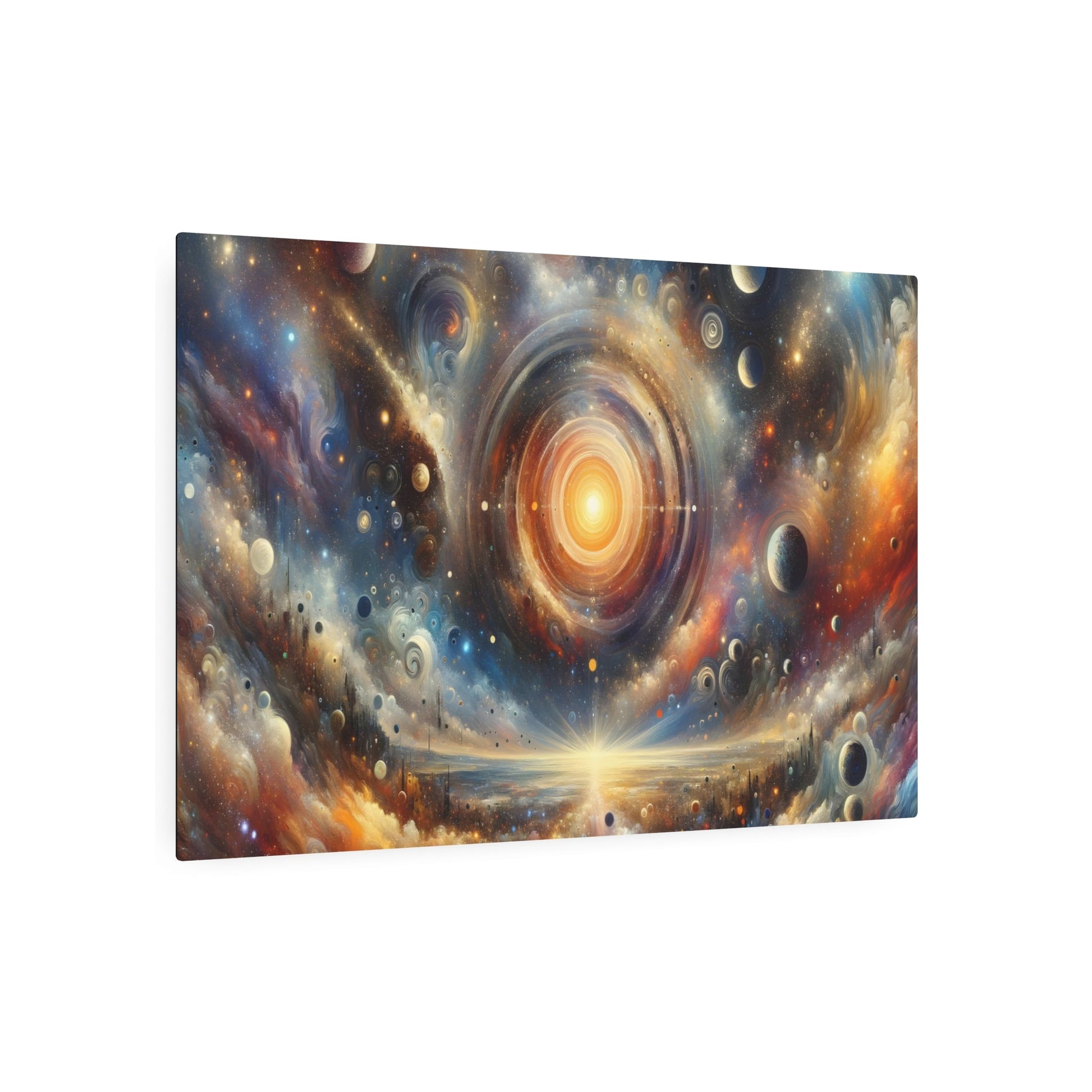 Metal Poster Art | "Expressionism Art Style: Celestial Bodies Depiction - Stars, Planets, Moon & Sun in Vivid Colors and Dynamic Shapes | Western Art - Metal Poster Art 36″ x 24″ (Horizontal) 0.12''