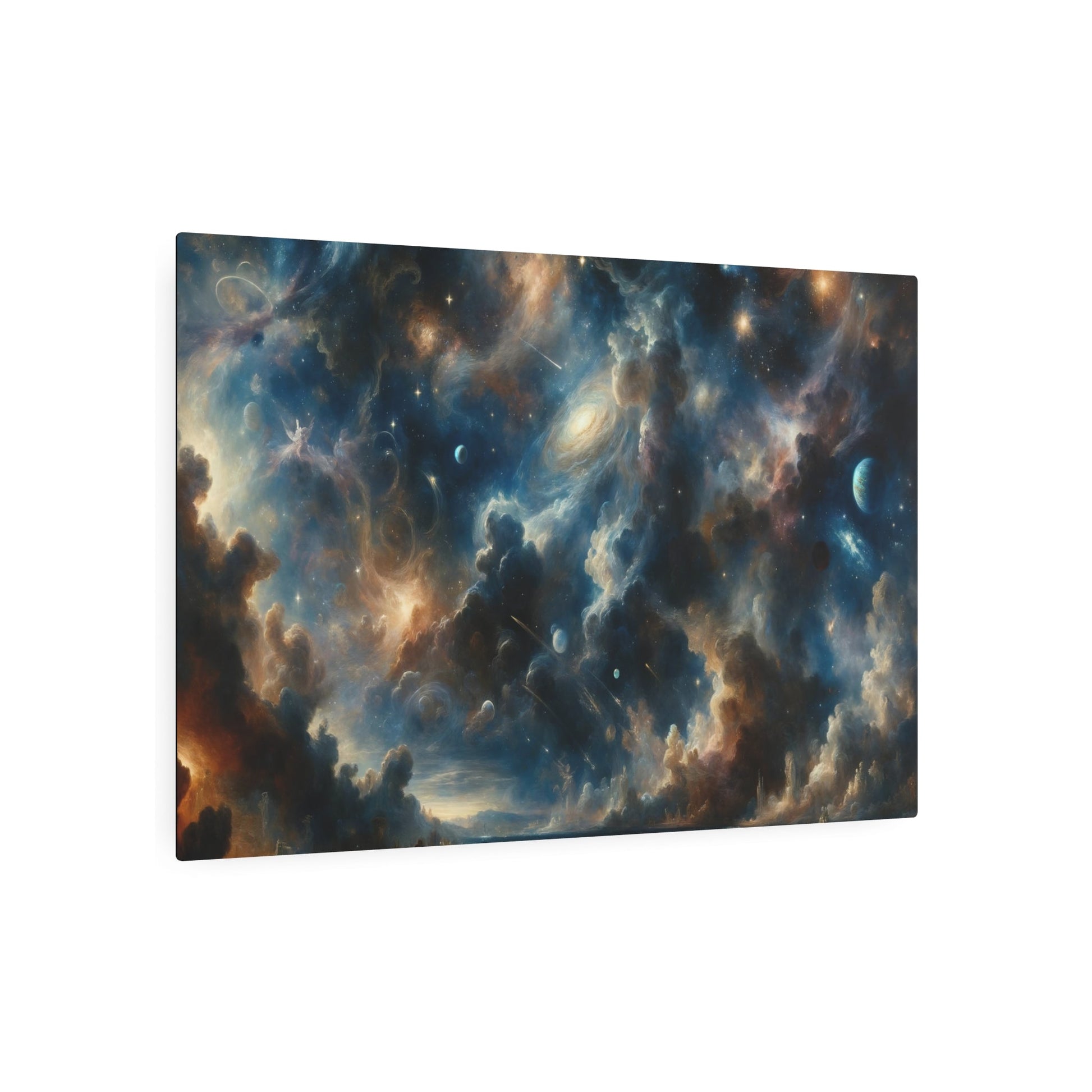 Metal Poster Art | "Romanticism Style Western Art - Celestial Body Filled Night Sky Painting" - Metal Poster Art 36″ x 24″ (Horizontal) 0.12''