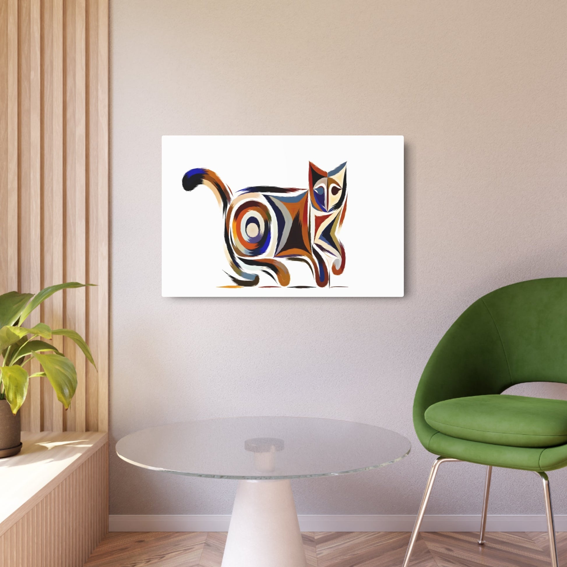 Metal Poster Art | "Modern Abstract Expressionism Cat Art Piece - Contemporary Styles in Abstract Expressionist Animal Artwork" - Metal Poster Art 36″ x 24″ (Horizontal) 0.12''