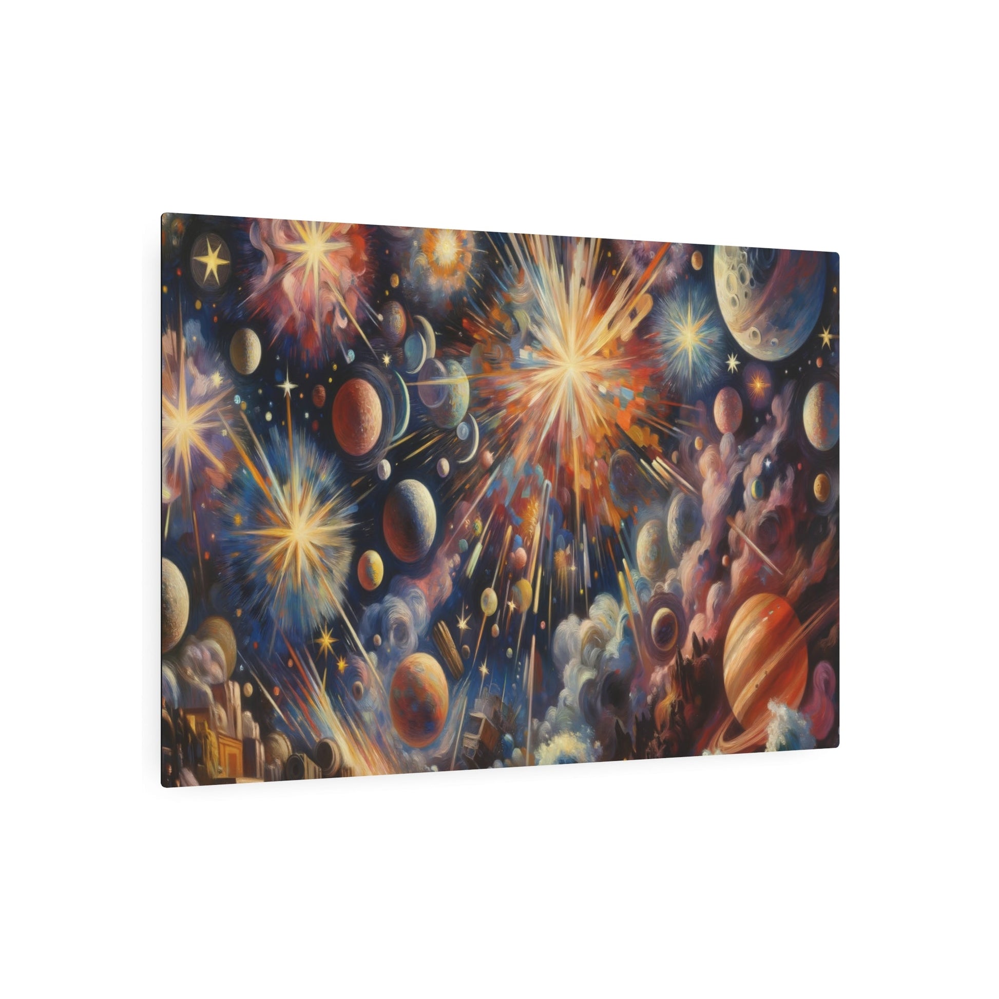 Metal Poster Art | "Post - Impressionism Western Art Style - Celestial Bodies in Bold Colors and Expressive Brushwork" - Metal Poster Art 36″ x 24″ (Horizontal) 0.12''