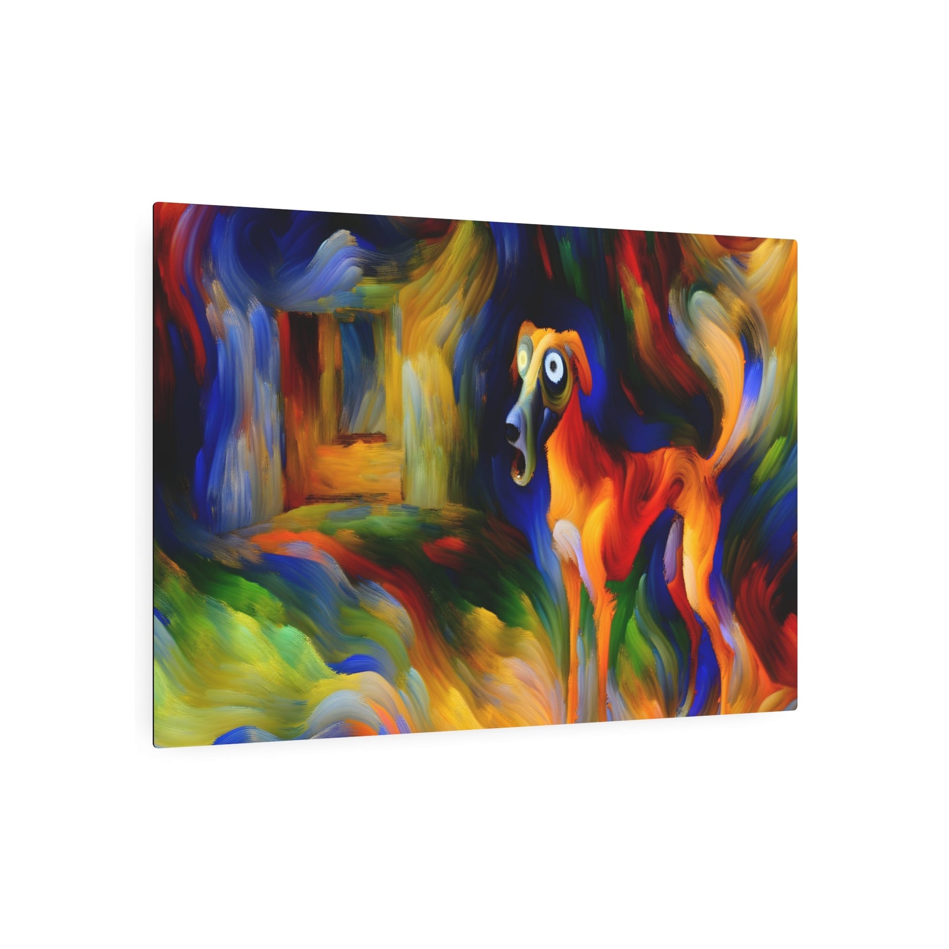 Metal Poster Art | "Expressionist Style Vivid and Emotional Dog Scene - Western Art Styles Expressionism Collection" - Metal Poster Art 36″ x 24″ (Horizontal) 0.12''