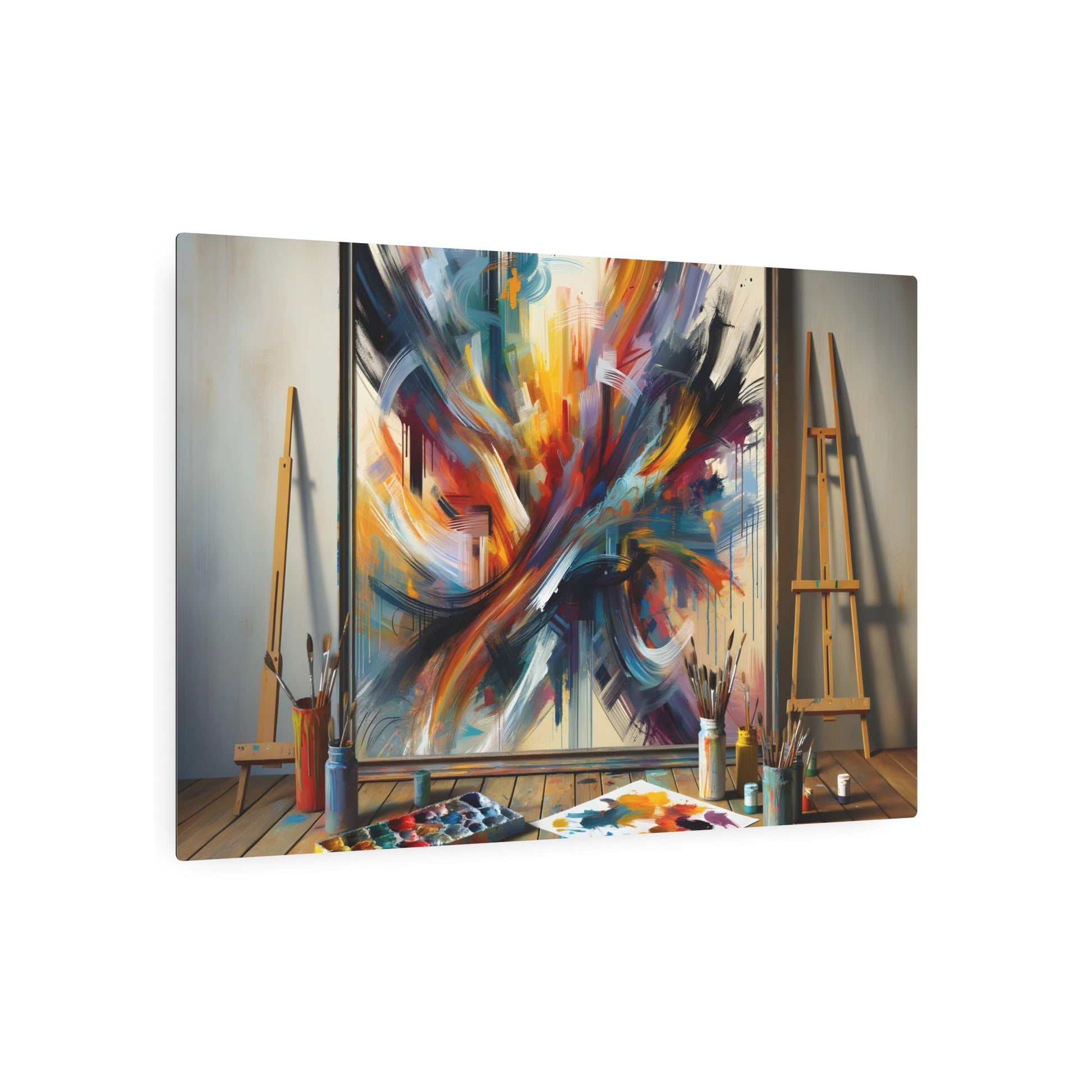 Metal Poster Art | "Modern Abstract Expressionism Art - Spontaneous, Dramatic & Energetic Features with Vast Brush Strokes in Vibrant Colors - Contemporary - Metal Poster Art 36″ x 24″ (Horizontal) 0.12''