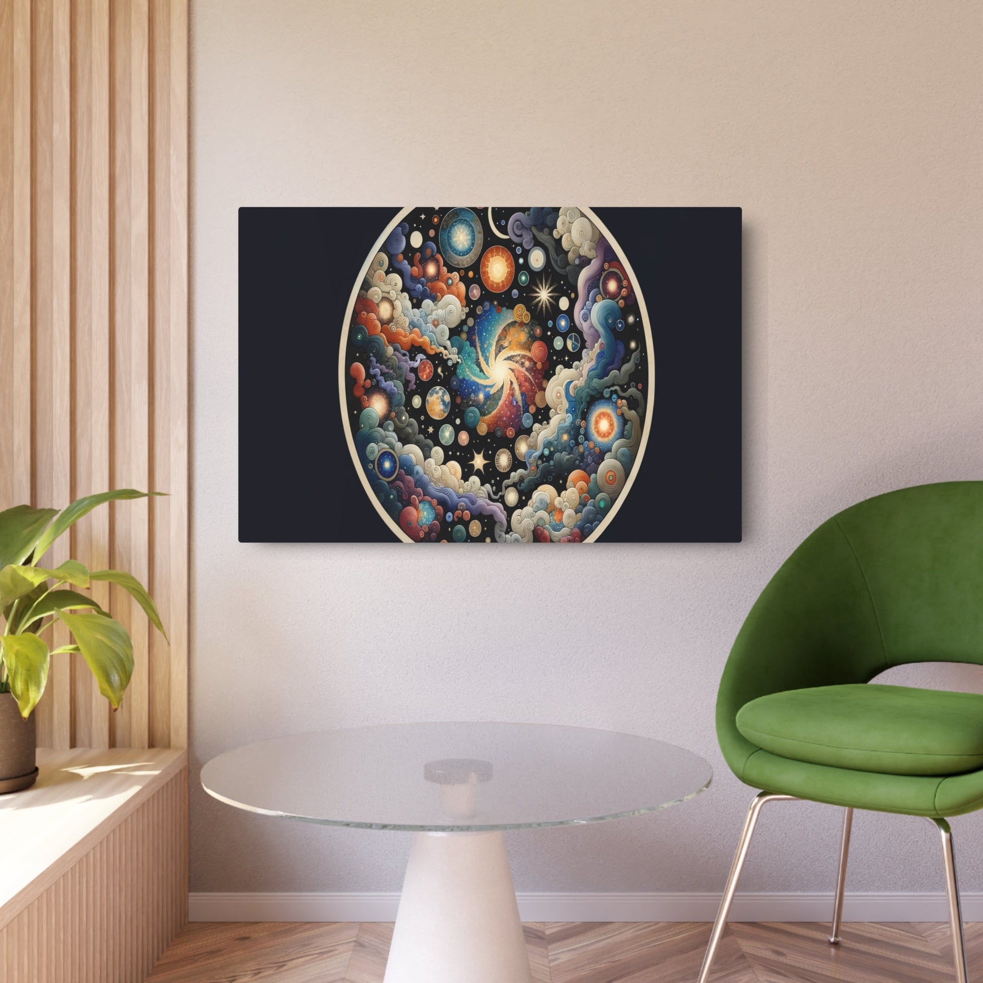 Metal Poster Art | "Joseon Dynasty - Inspired Korean Artwork: Celestial Bodies and Cosmos in Traditional Asian Art Styles" - Metal Poster Art 36″ x 24″ (Horizontal) 0.12''