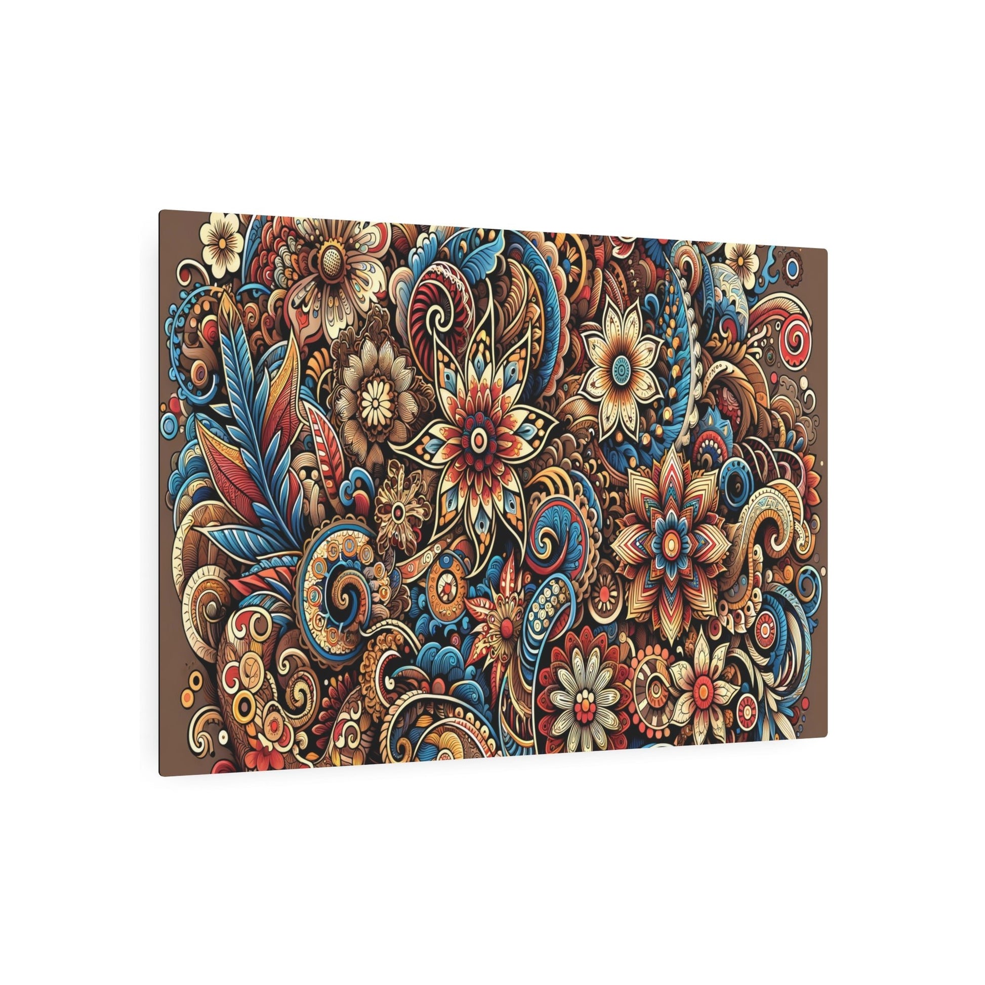 Metal Poster Art | "Indonesian Batik - Inspired Artwork: Vibrant, Detailed Image Featuring Traditional Flora and Fauna Patterns - Non - Western & - Metal Poster Art 36″ x 24″ (Horizontal) 0.12''