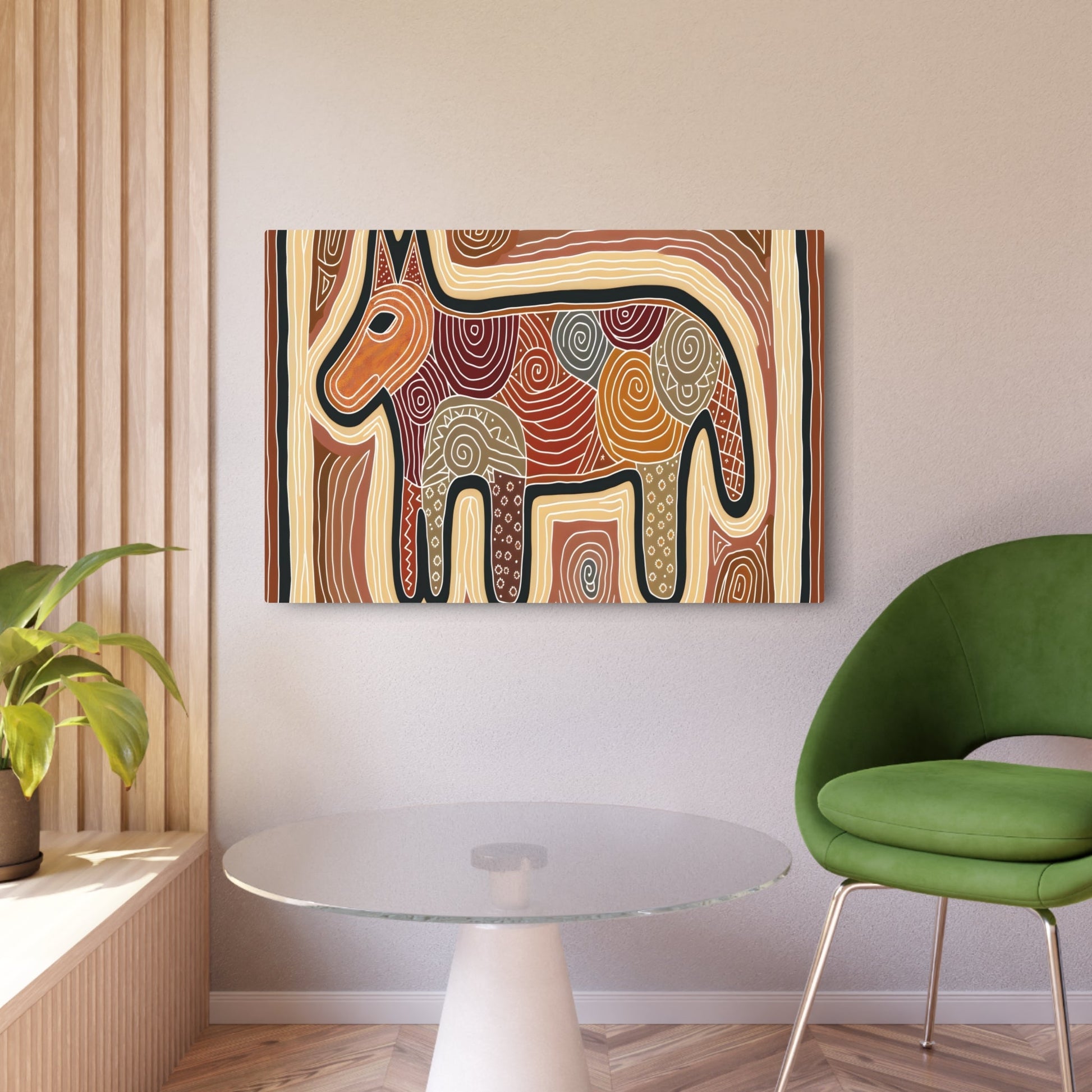 Metal Poster Art | "Aboriginal Australian Art Inspired Dog Imagery - Non-Western & Global Styles, Aboriginal Art (Australian)" - Metal Poster Art 36″ x 24″ (Horizontal) 0.12''