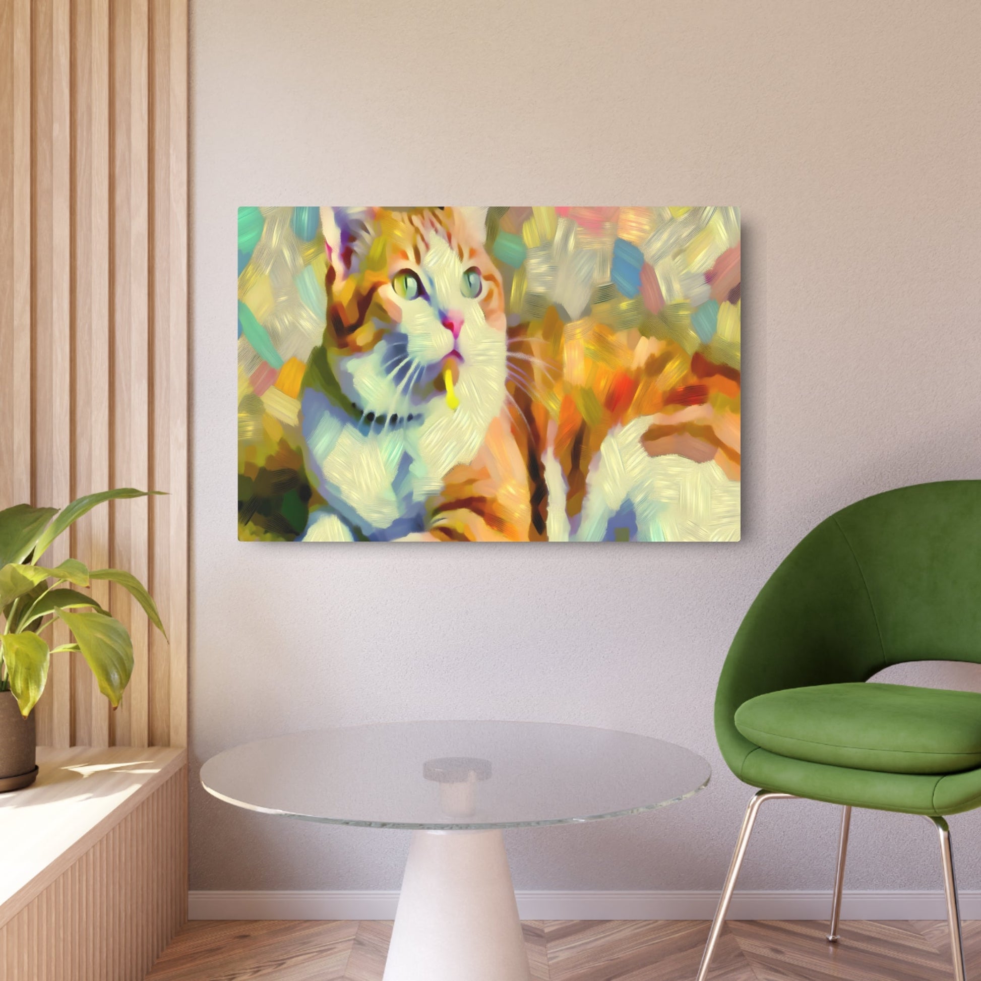 Metal Poster Art | "Impressionist Style Cat Artwork - Western Art Styles, Impressionism Collection" - Metal Poster Art 36″ x 24″ (Horizontal) 0.12''