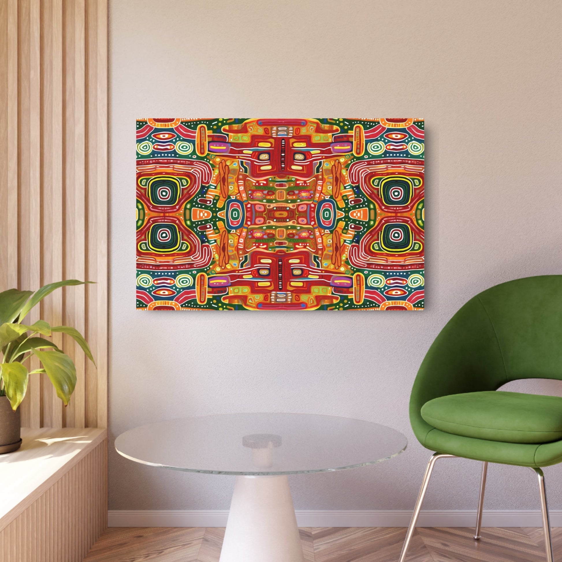 Metal Poster Art | "Vibrant Australian Aboriginal Art Print – Dalle-3's Intricate Storytelling Patterns and Symbols in Non-Western & Global Styles Category - Metal Poster Art 36″ x 24″ (Horizontal) 0.12''