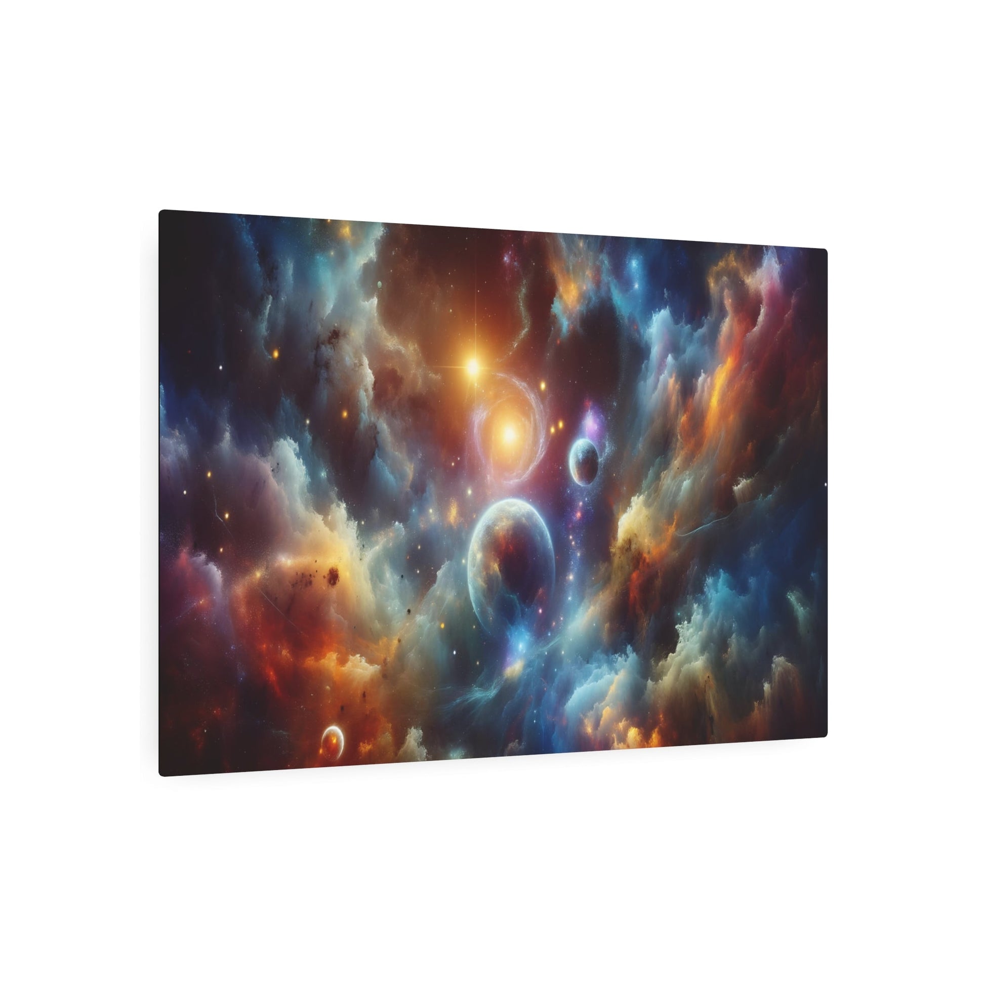 Metal Poster Art | "Modern & Contemporary Digital Art: Vibrant Celestial Body Theme Blending Realism and Abstract Elements of the Universe" - Metal Poster Art 36″ x 24″ (Horizontal) 0.12''