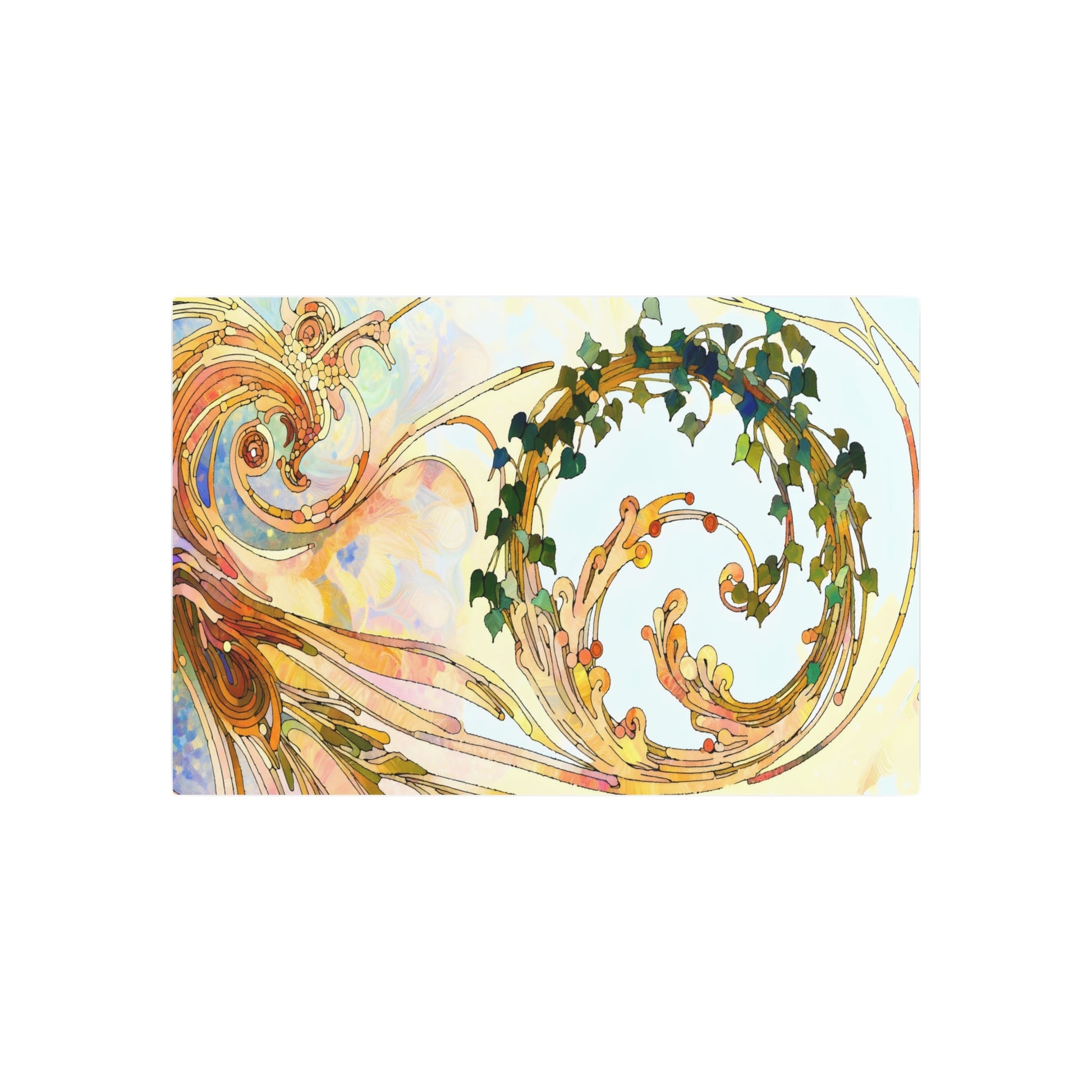 Metal Poster Art | "Art Nouveau Inspired Western Art Style Image with Intricate Flowing Designs and Nature-Inspired Motifs" - Metal Poster Art 36″ x 24″ (Horizontal) 0.12''