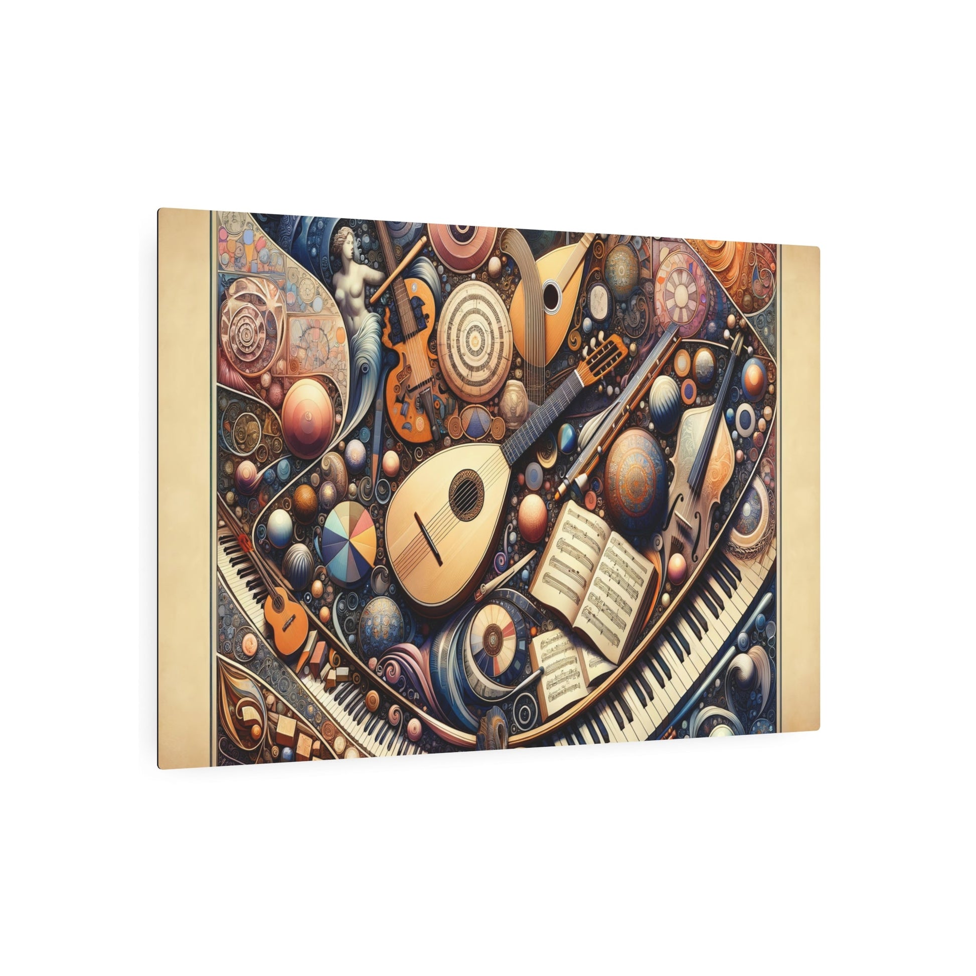 Metal Poster Art | "Renaissance Aesthetic Art Image Inspired by Fusion of Music and Art - Western Art Styles Renaissance Category" - Metal Poster Art 36″ x 24″ (Horizontal) 0.12''