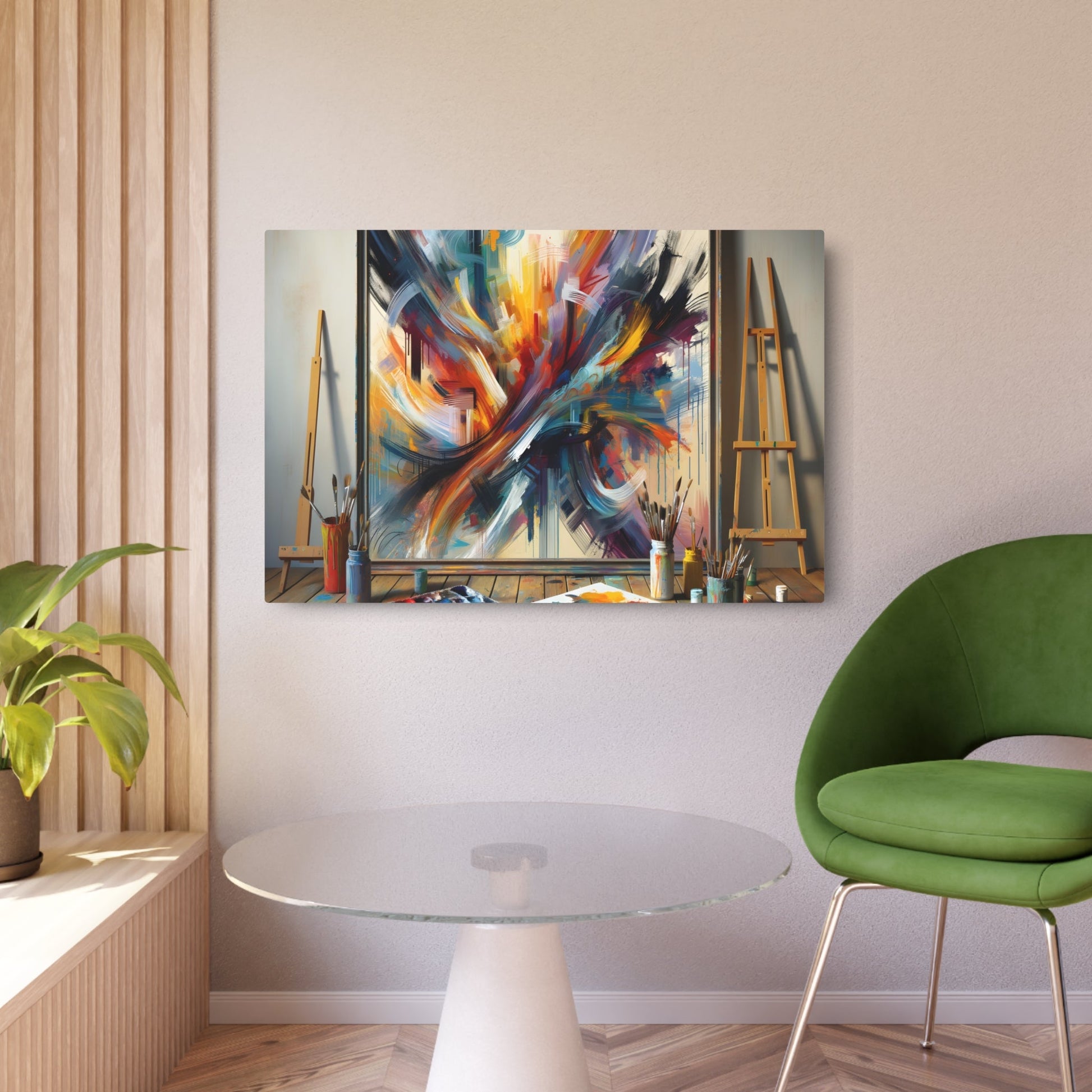 Metal Poster Art | "Modern Abstract Expressionism Art - Spontaneous, Dramatic & Energetic Features with Vast Brush Strokes in Vibrant Colors - Contemporary - Metal Poster Art 36″ x 24″ (Horizontal) 0.12''