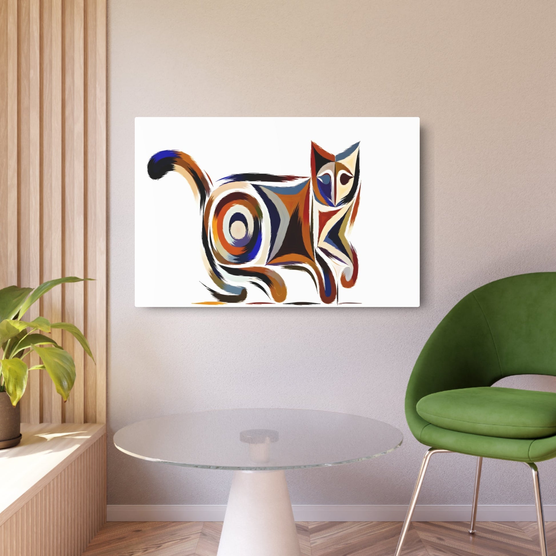 Metal Poster Art | "Modern Abstract Expressionism Cat Art Piece - Contemporary Styles in Abstract Expressionist Animal Artwork" - Metal Poster Art 36″ x 24″ (Horizontal) 0.12''