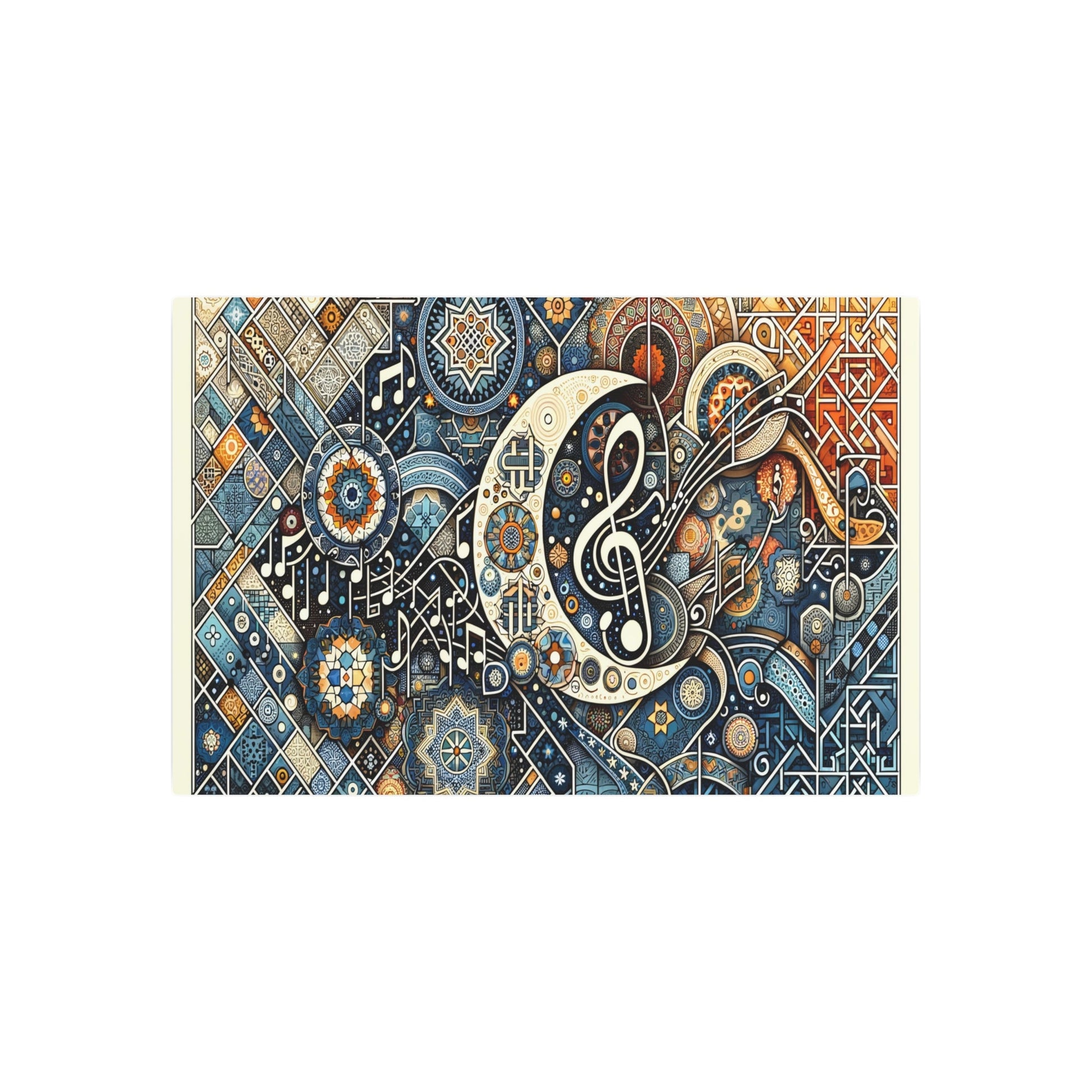 Metal Poster Art | "Islamic Geometric Patterns Artwork Inspired by Music and Art - Non - Western & Global Styles" - Metal Poster Art 36″ x 24″ (Horizontal) 0.12''