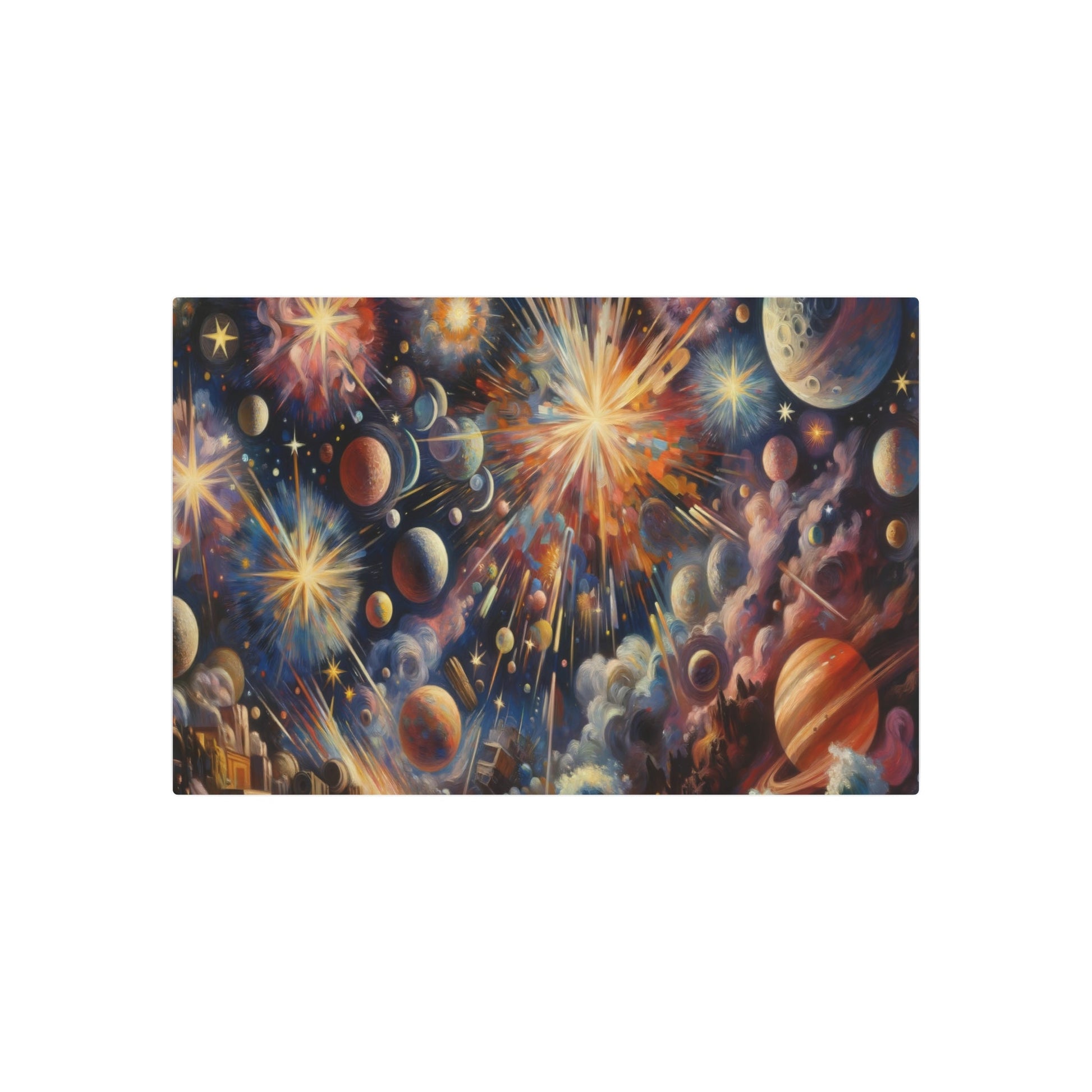 Metal Poster Art | "Post - Impressionism Western Art Style - Celestial Bodies in Bold Colors and Expressive Brushwork" - Metal Poster Art 36″ x 24″ (Horizontal) 0.12''