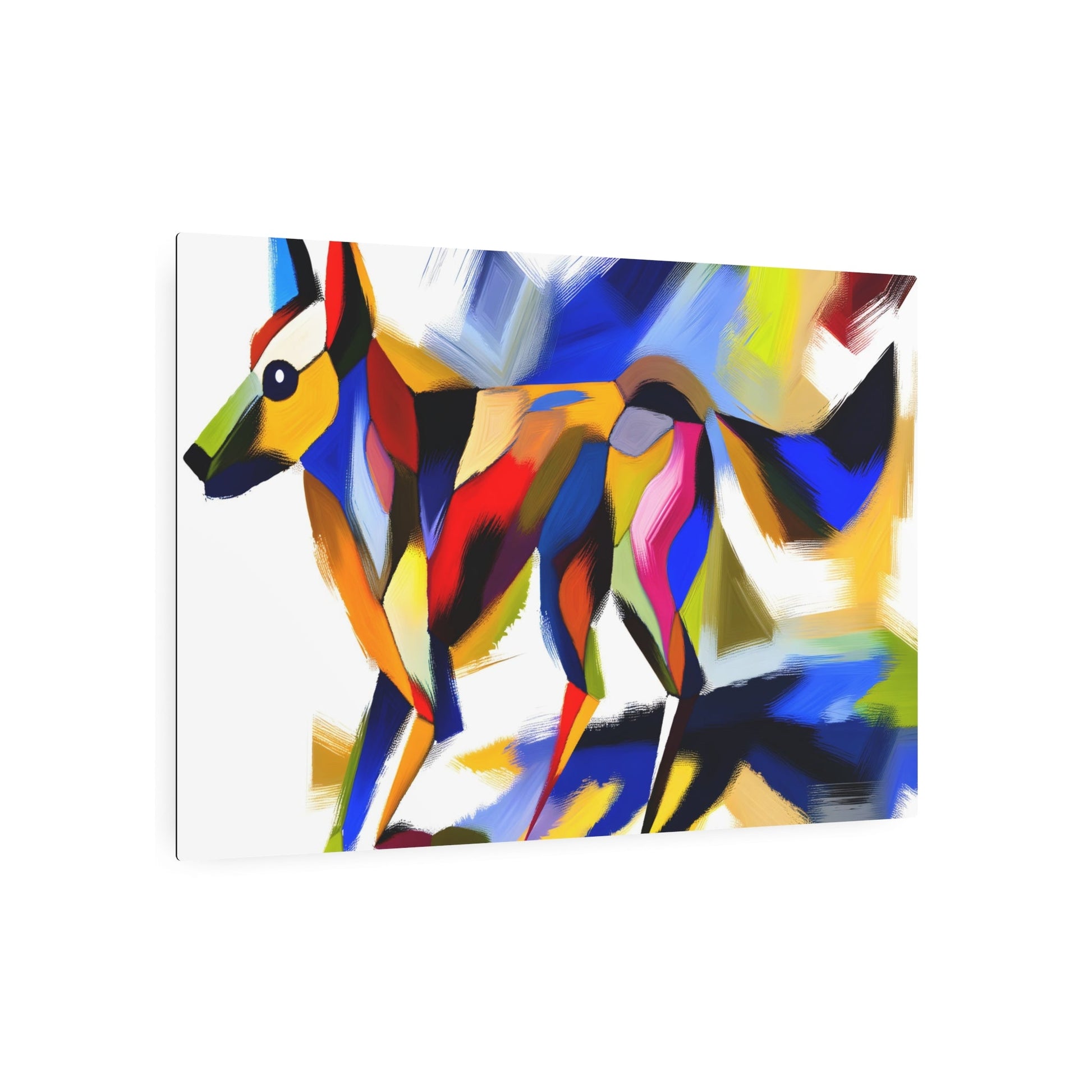 Metal Poster Art | "Abstract Expressionism Dog Art in Vibrant Colors - Modern & Contemporary Style with Energetic Brushstrokes" - Metal Poster Art 36″ x 24″ (Horizontal) 0.12''