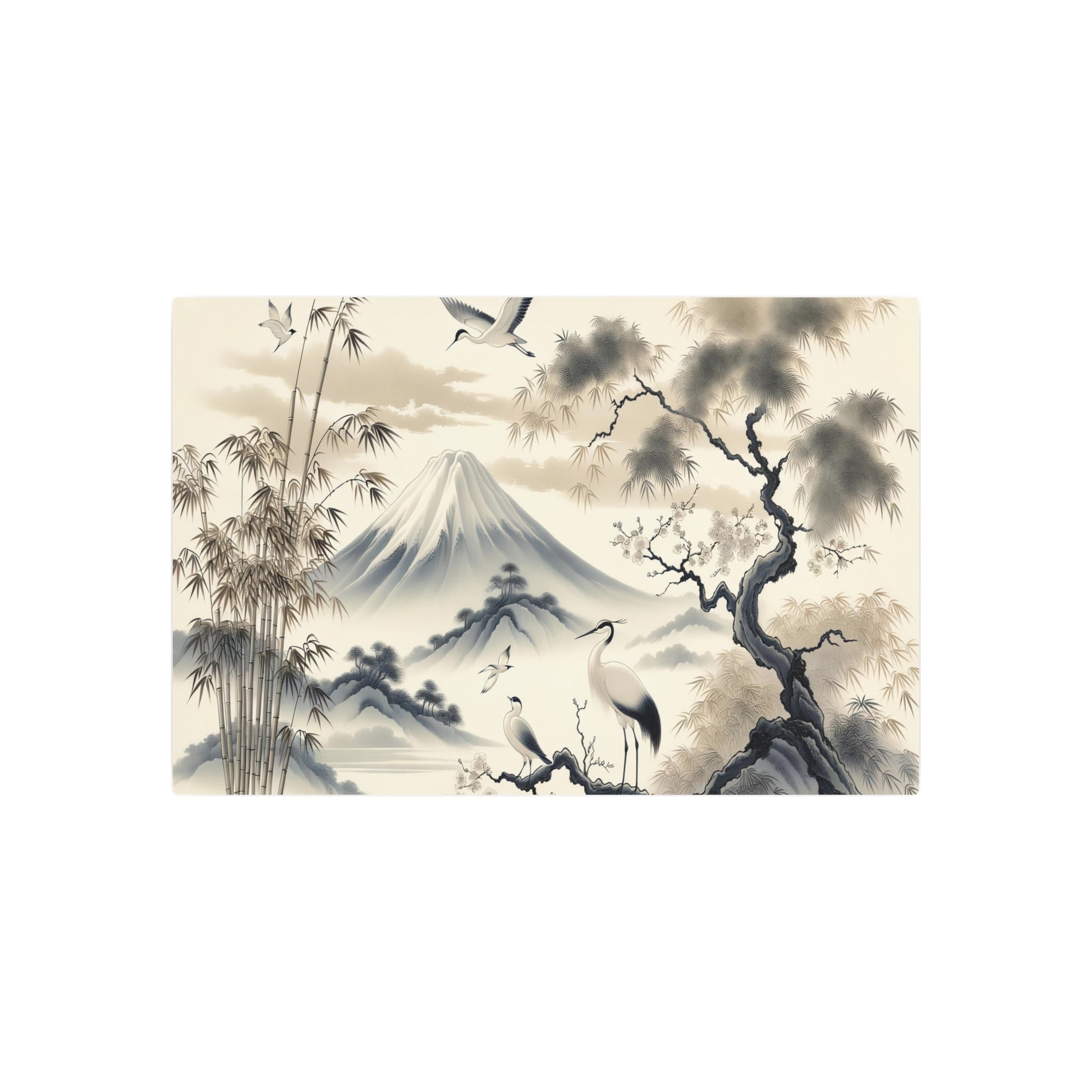 Metal Poster Art | "Traditional Chinese Silk Painting - Authentic Asian Art Styles Masterpiece in Silk Medium" - Metal Poster Art 36″ x 24″ (Horizontal) 0.12''