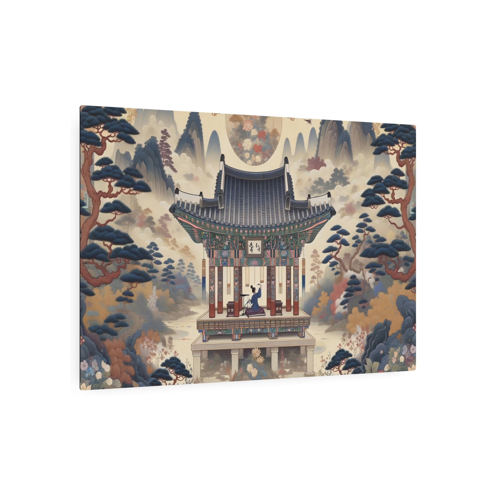 Metal Poster Art | "Traditional Korean Joseon Dynasty Painting Artwork - Emphasizing Themes of Music and Art in Asian Art Styles" - Metal Poster Art 36″ x 24″ (Horizontal) 0.12''