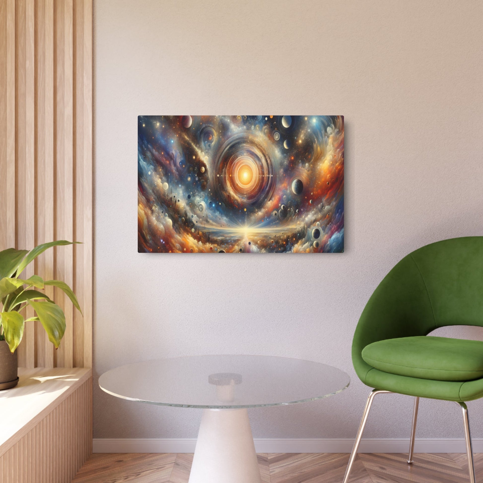 Metal Poster Art | "Expressionism Art Style: Celestial Bodies Depiction - Stars, Planets, Moon & Sun in Vivid Colors and Dynamic Shapes | Western Art - Metal Poster Art 36″ x 24″ (Horizontal) 0.12''