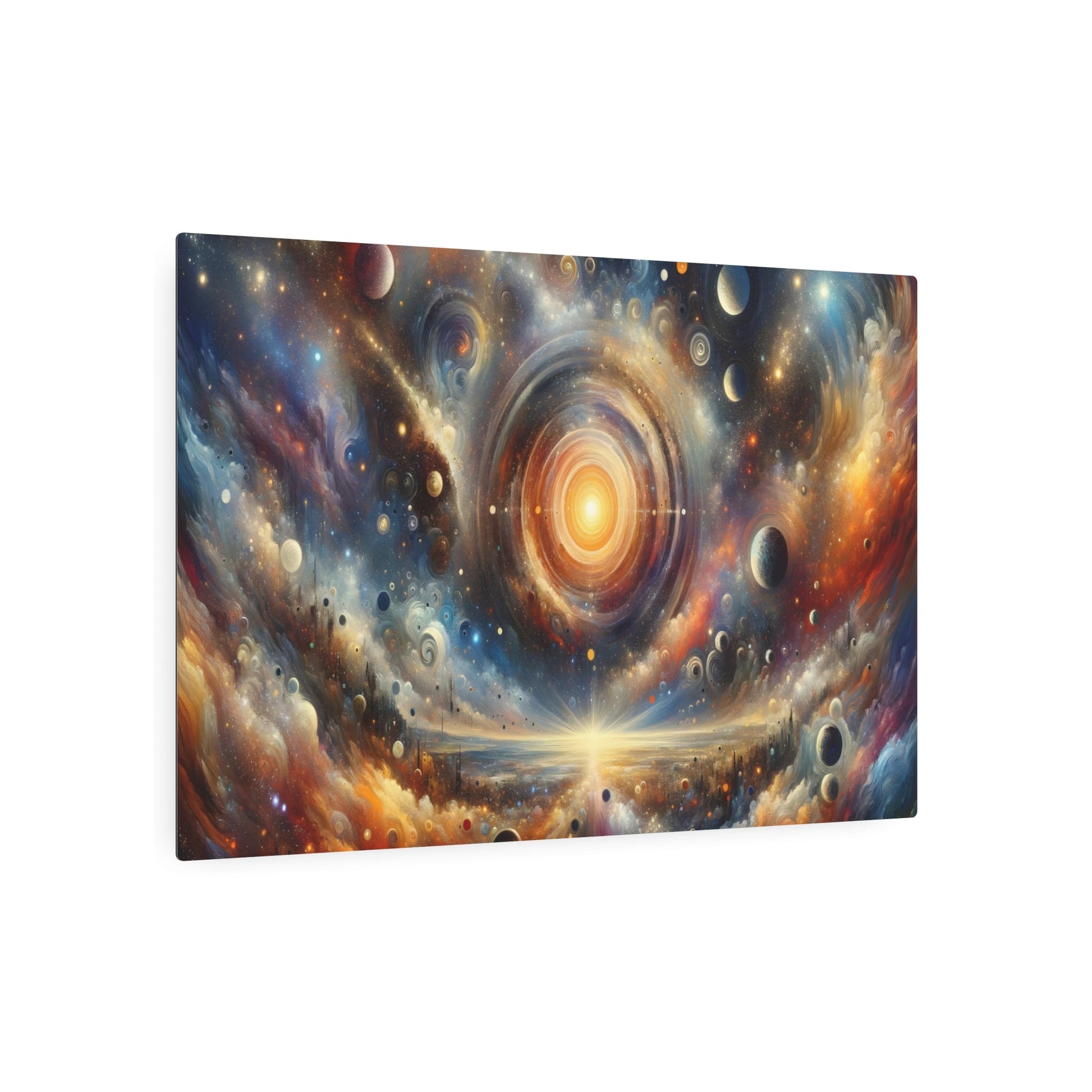 Metal Poster Art | "Expressionism Art Style: Celestial Bodies Depiction - Stars, Planets, Moon & Sun in Vivid Colors and Dynamic Shapes | Western Art - Metal Poster Art 36″ x 24″ (Horizontal) 0.12''